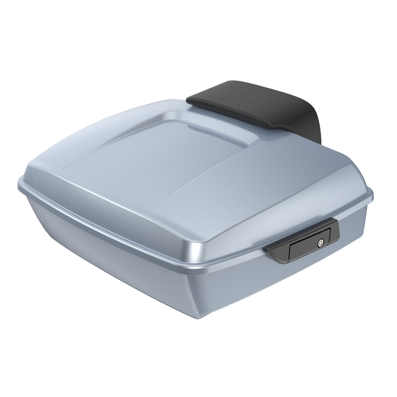 Advanblack Barracuda Silver (Glossy) Chopped Tour Pack Pad Luggage Trunk For 97-21 Harley Davidson Touring Street Electra Road Glide