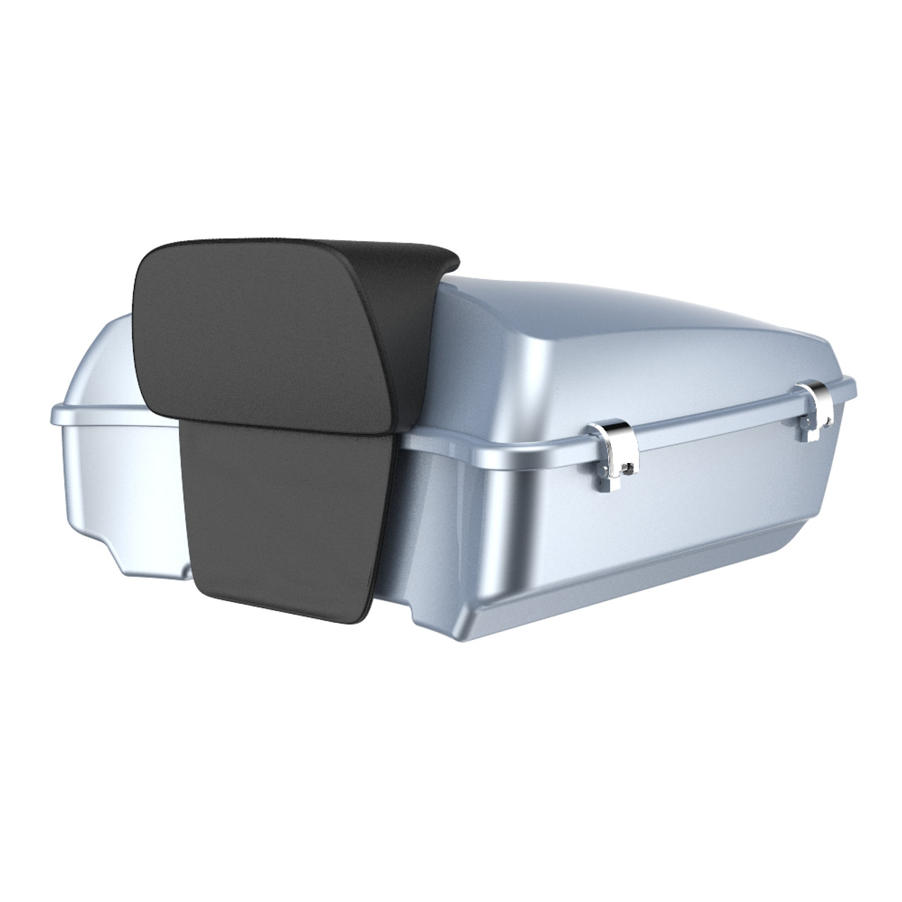 Advanblack Barracuda Silver (Glossy) Chopped Tour Pack Pad Luggage Trunk For 97-21 Harley Davidson Touring Street Electra Road Glide