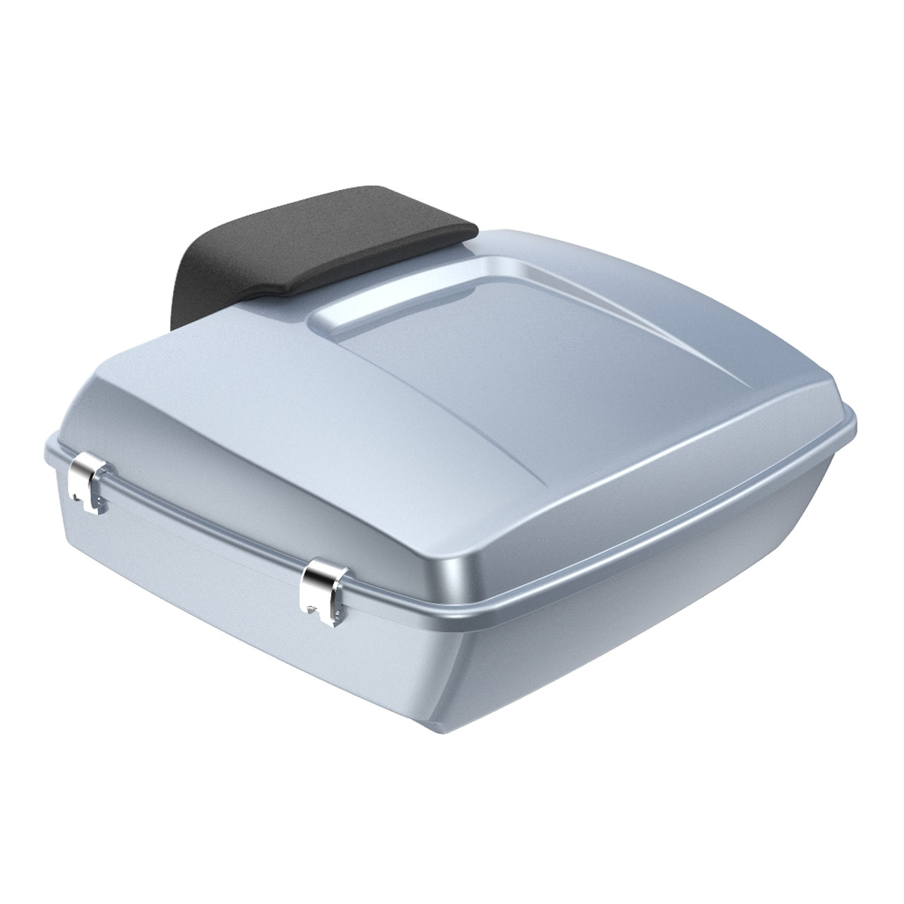 Advanblack Barracuda Silver (Glossy) Chopped Tour Pack Pad Luggage Trunk For 97-21 Harley Davidson Touring Street Electra Road Glide