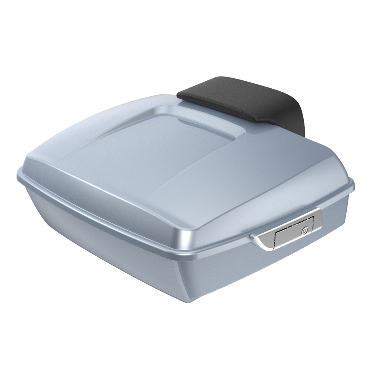Advanblack Barracuda Silver (Glossy) Chopped Tour Pack Pad Luggage Trunk For 97-21 Harley Davidson Touring Street Electra Road Glide