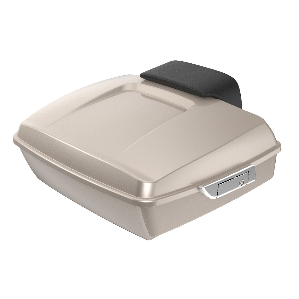 Advanblack Silver Fortune Chopped Tour Pack Pad Luggage Trunk For '97-'21 Harley Davidson Touring Street Electra Road Glide