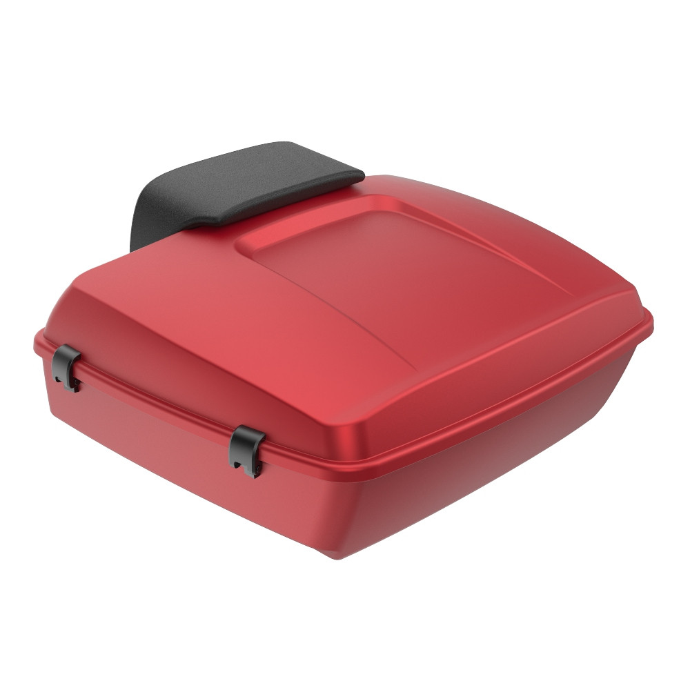 Advanblack Wicked Red Denim Chopped Tour Pack Pad Luggage Trunk For '97-'21 Harley Davidson Touring Street Electra Road Glide