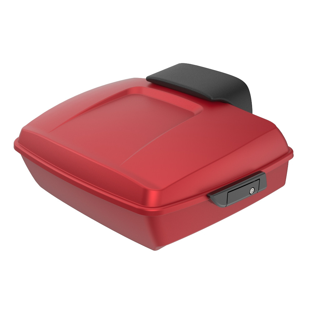 Advanblack Wicked Red Denim Chopped Tour Pack Pad Luggage Trunk For '97-'21 Harley Davidson Touring Street Electra Road Glide