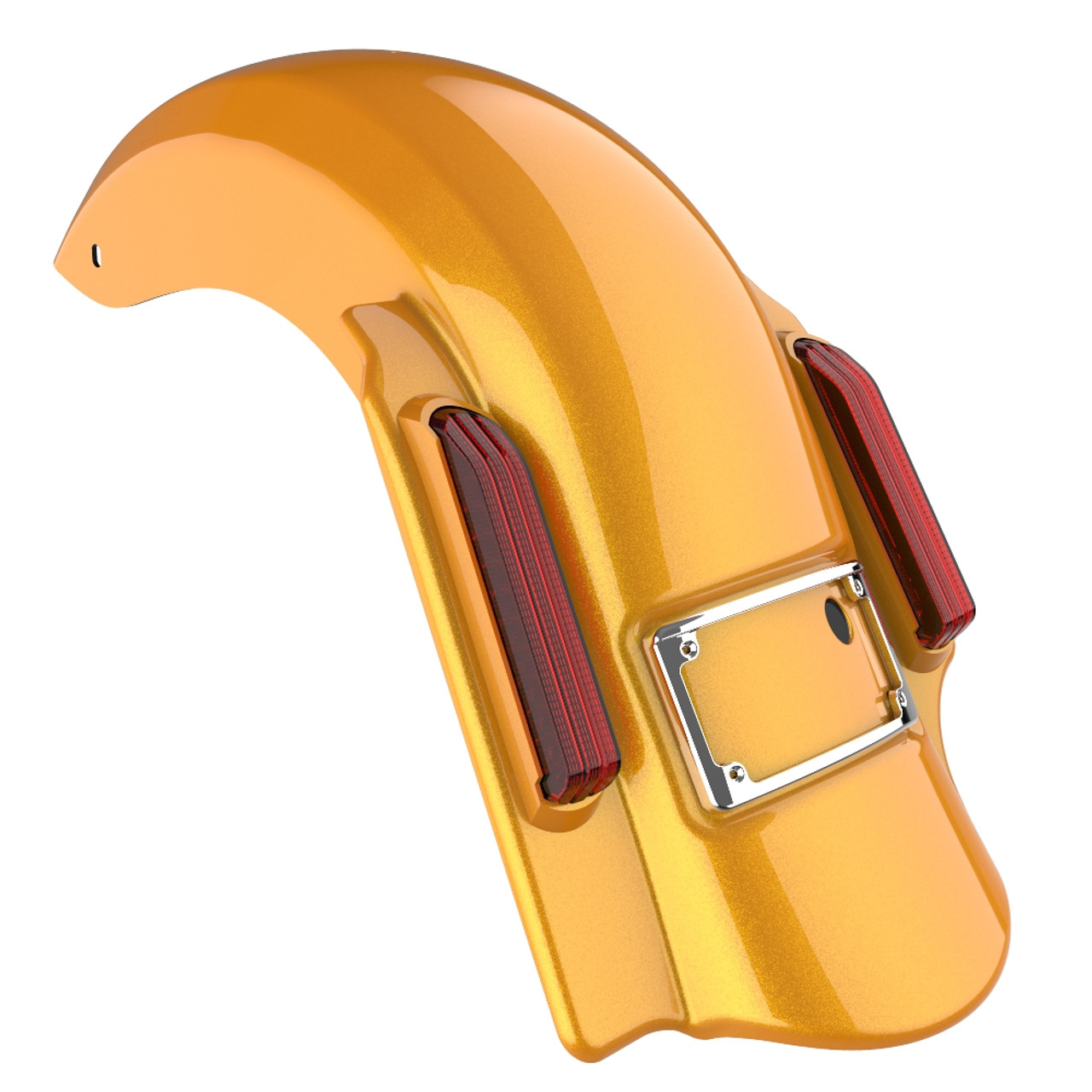 Advanblack Single Cutout Chrome Yellow Pearl Dominator Stretched Rear Fender For '09-'13 Harley Davidson Touring Models