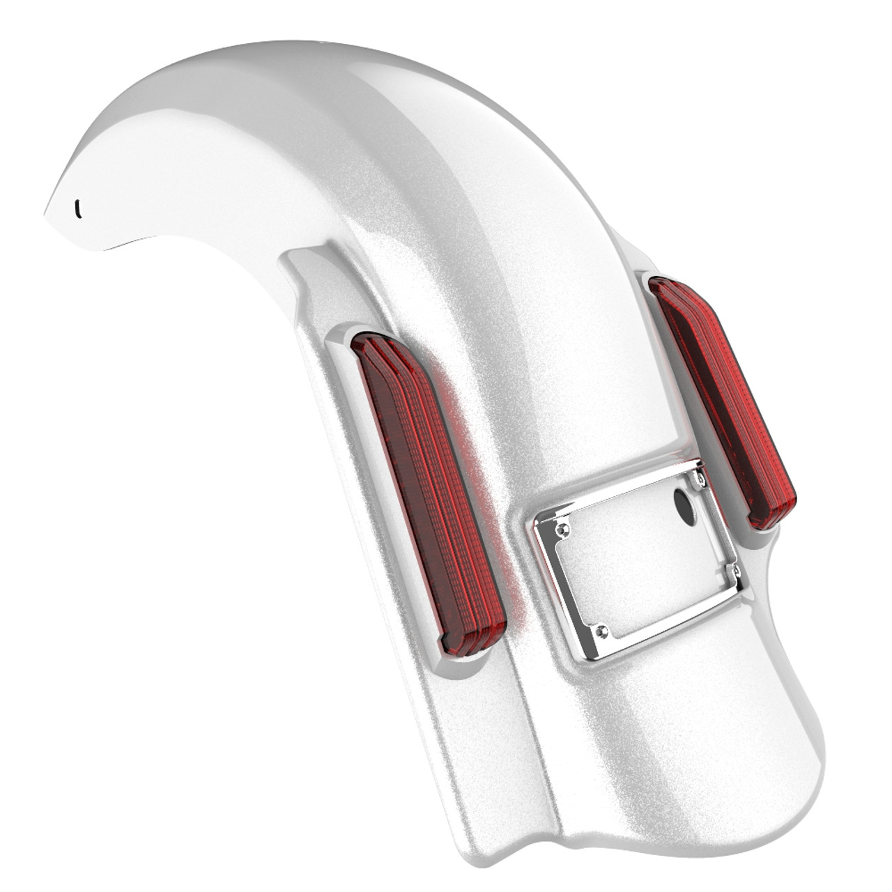 Advanblack Single Cutout White Hot Pearl Single Dominator Stretched Rear Fender For 09-13 Harley Davidson Touring Models-