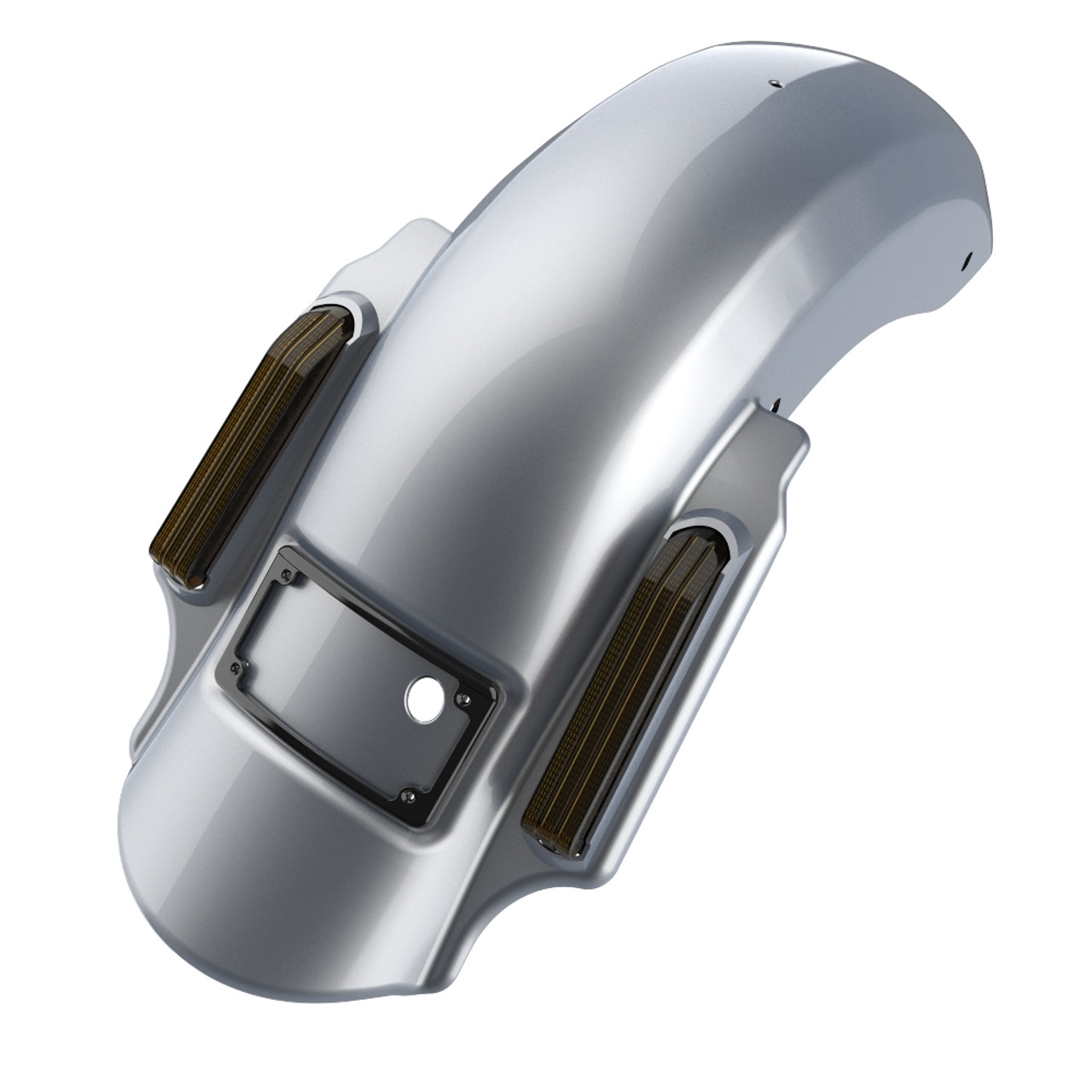 Atlas Silver Metallic Dual Cutout Dominator Stretched Rear Fender For 2014+ Harley Davidson Touring Models