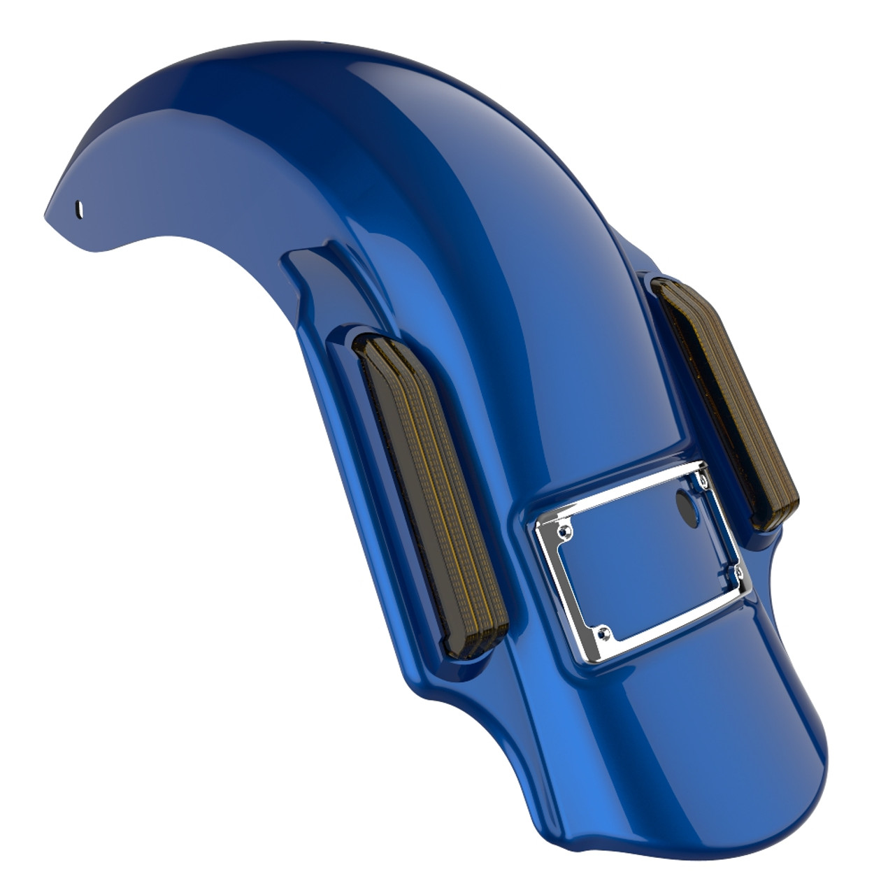 Bright Billiard Blue Dual Cutout Dominator Stretched Rear Fender For 2014+ Harley Davidson Touring Models