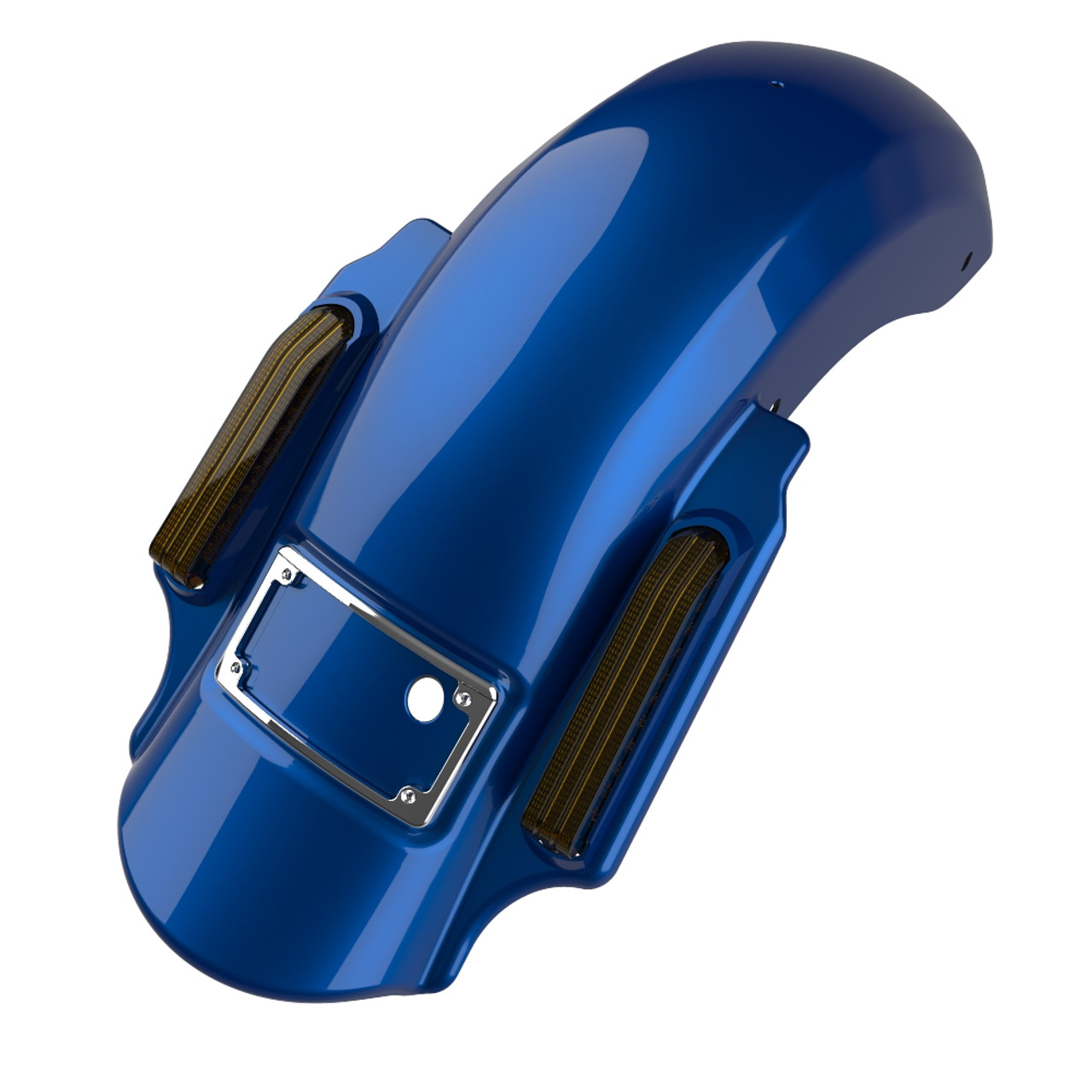 Bright Billiard Blue Dual Cutout Dominator Stretched Rear Fender For 2014+ Harley Davidson Touring Models