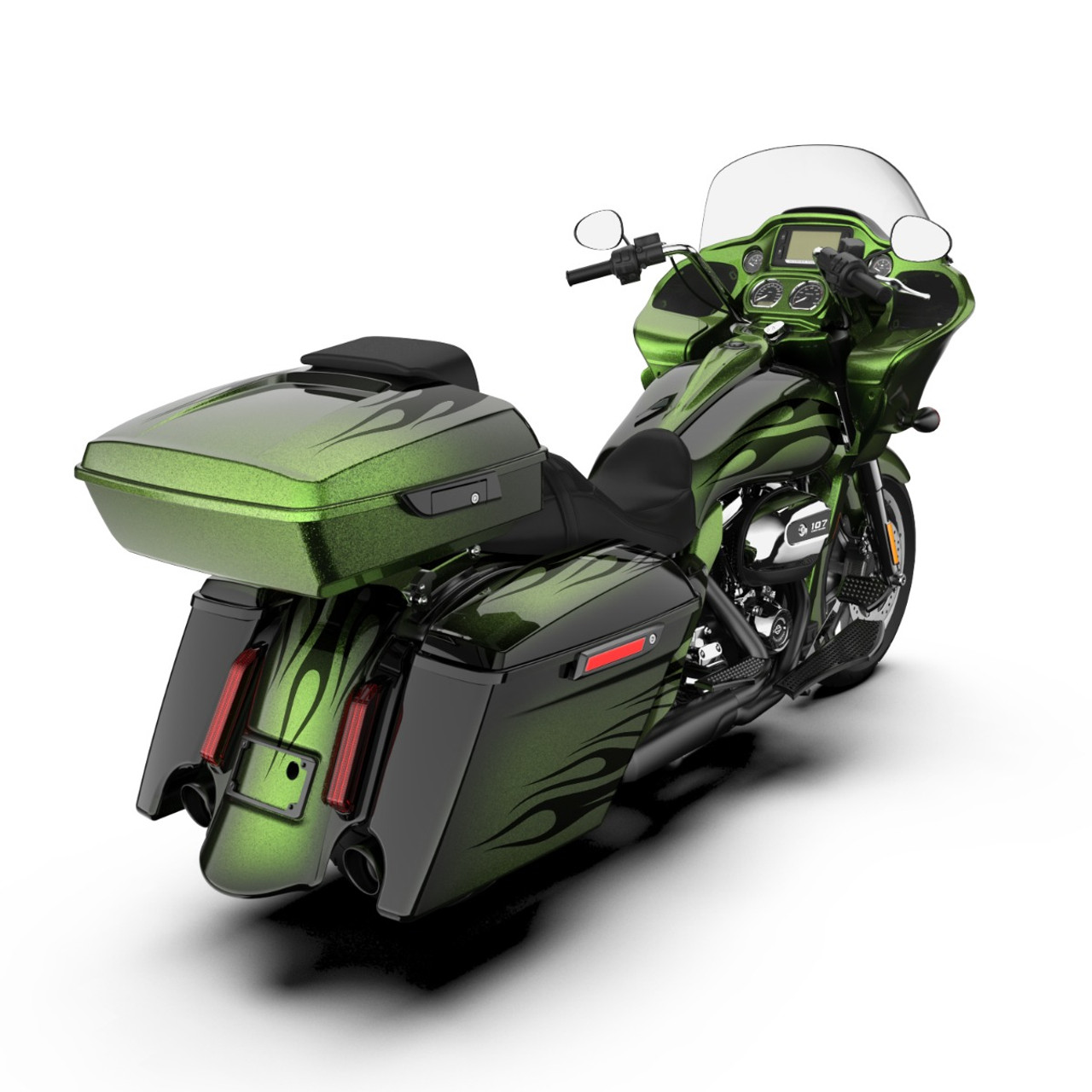 Envious Green Fade Dual Cutout Dominator Stretched Rear Fender For 2014+ Harley Davidson Touring Models