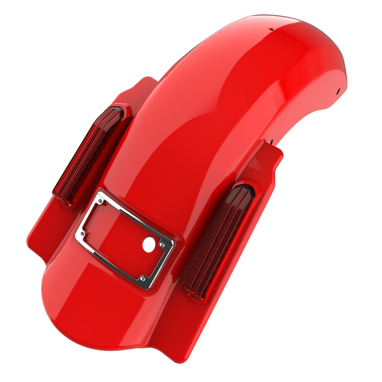 Advanblack No Cutout Scarlet Red Dominator Stretched Rear Fender For '09-'13 Harley Davidson Touring Models