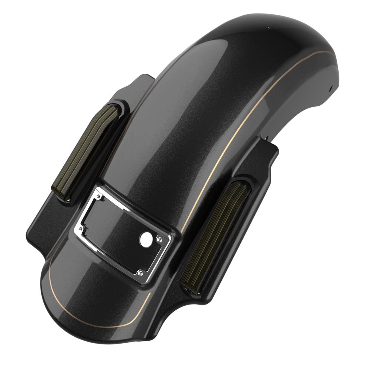 Advanblack  Dominator Stretched Rear Fender For 2014+ Harley Davidson Touring Models-Black Quartz (with Pale Gold?