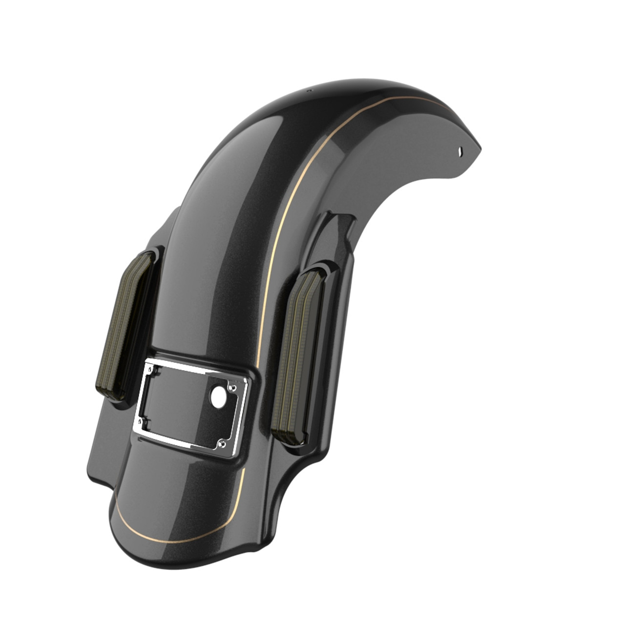 Advanblack  Dominator Stretched Rear Fender For 2014+ Harley Davidson Touring Models-Black Quartz (with Pale Gold?