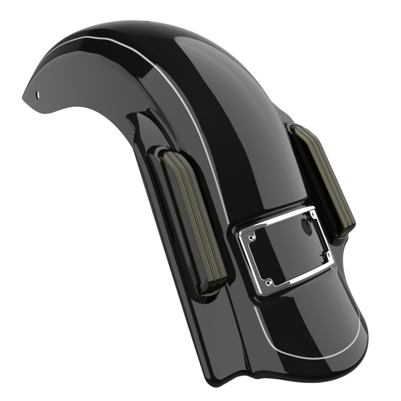 Advanblack  Dominator Stretched Rear Fender For 2014+ Harley Davidson Touring Models-Vivid Black(with Medium Silver)