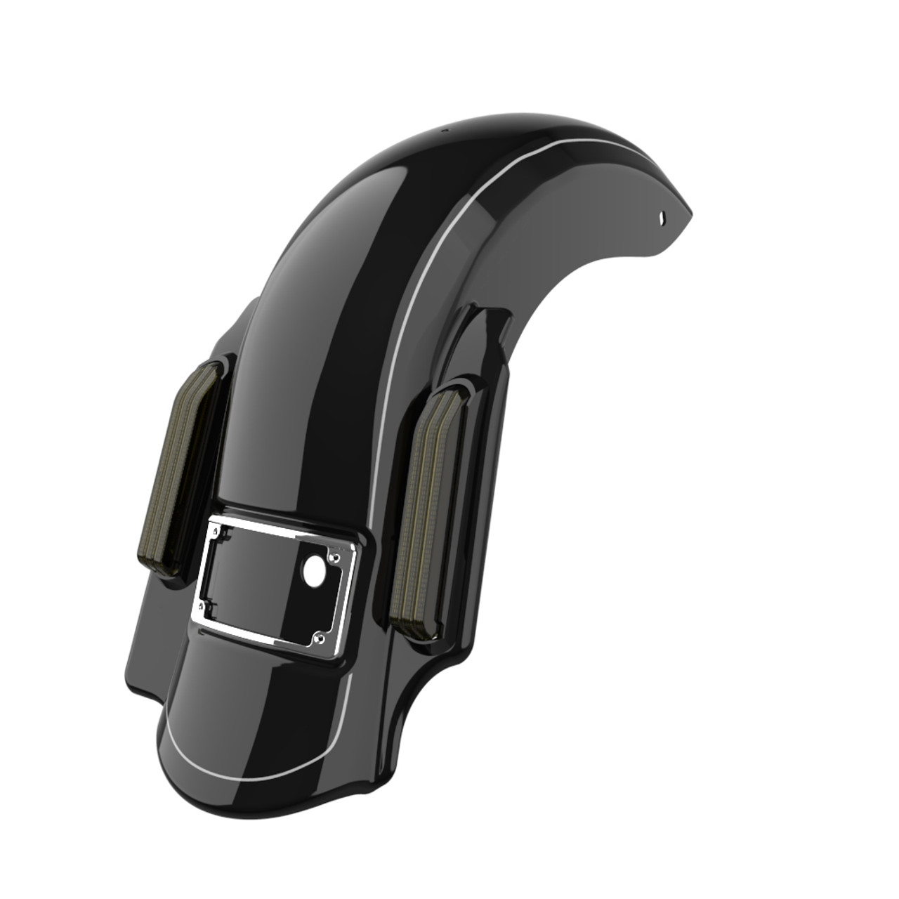 Advanblack  Dominator Stretched Rear Fender For 2014+ Harley Davidson Touring Models-Vivid Black(with Medium Silver)