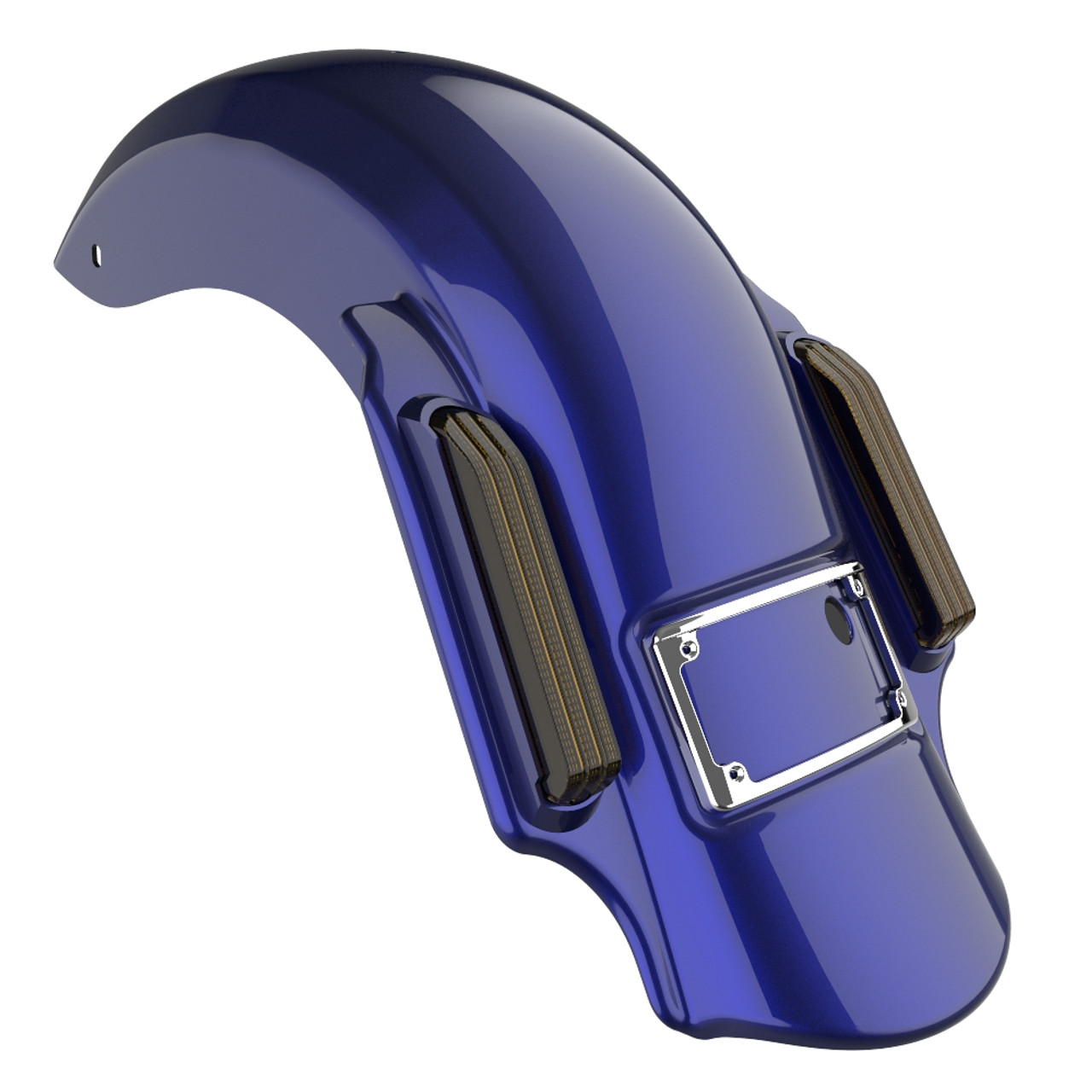Zephyr Blue Dual Cutout Dominator Stretched Rear Fender For 2014+ Harley Davidson Touring Models