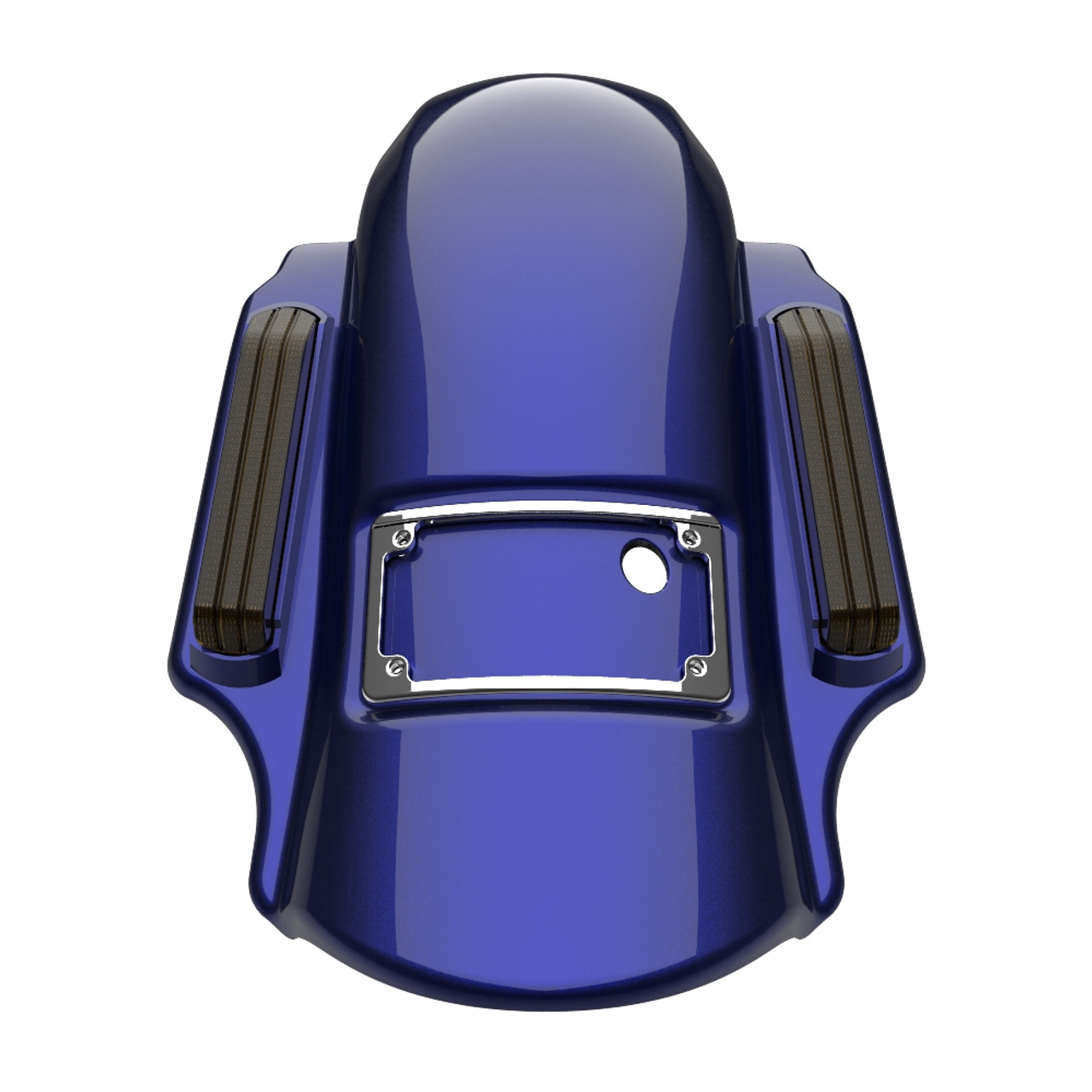 Zephyr Blue Dual Cutout Dominator Stretched Rear Fender For 2014+ Harley Davidson Touring Models