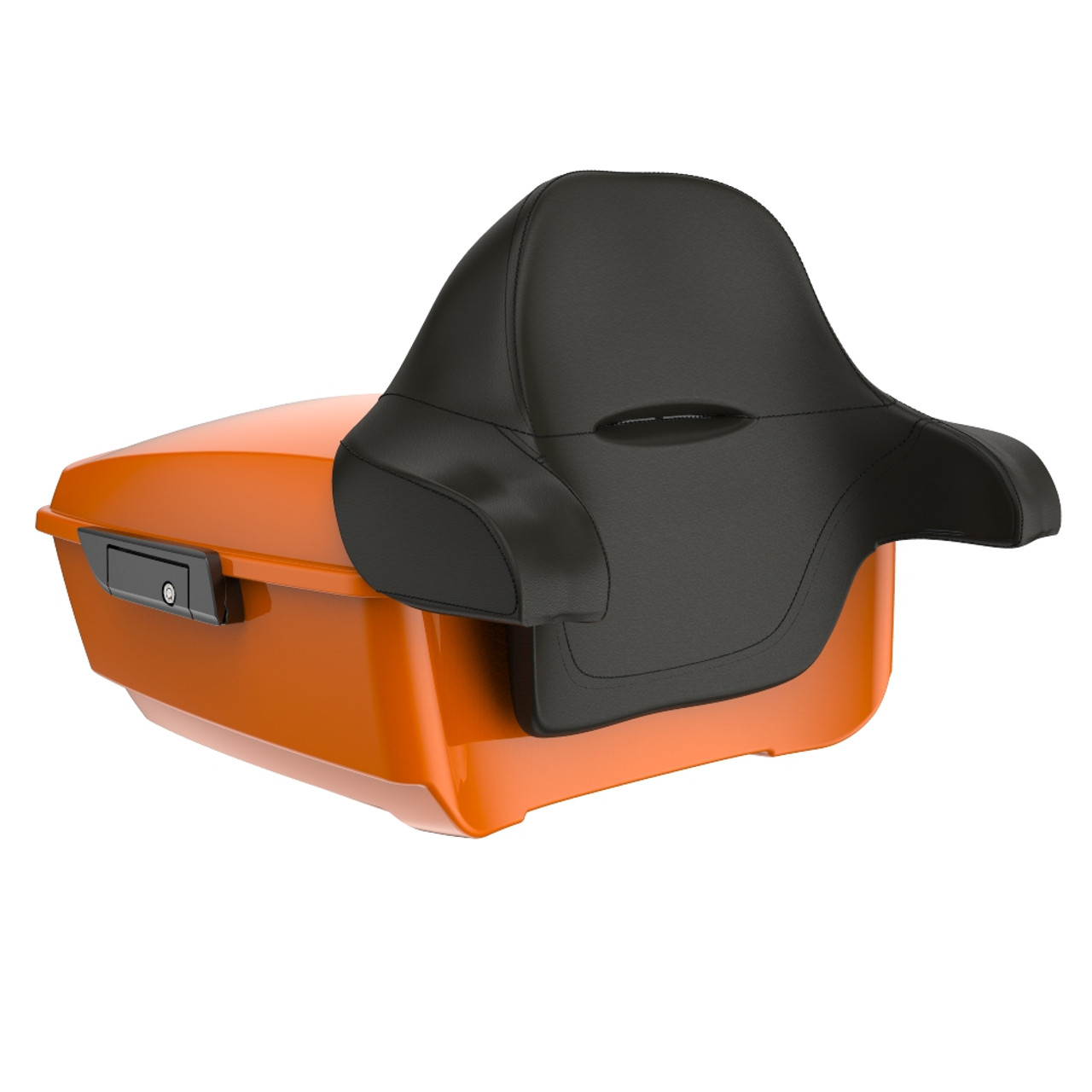 Baja Orange RUSHMORE KING TOUR PACK PAD Black Latch FOR '97-'22 HARLEY TOURING / SOFTAIL