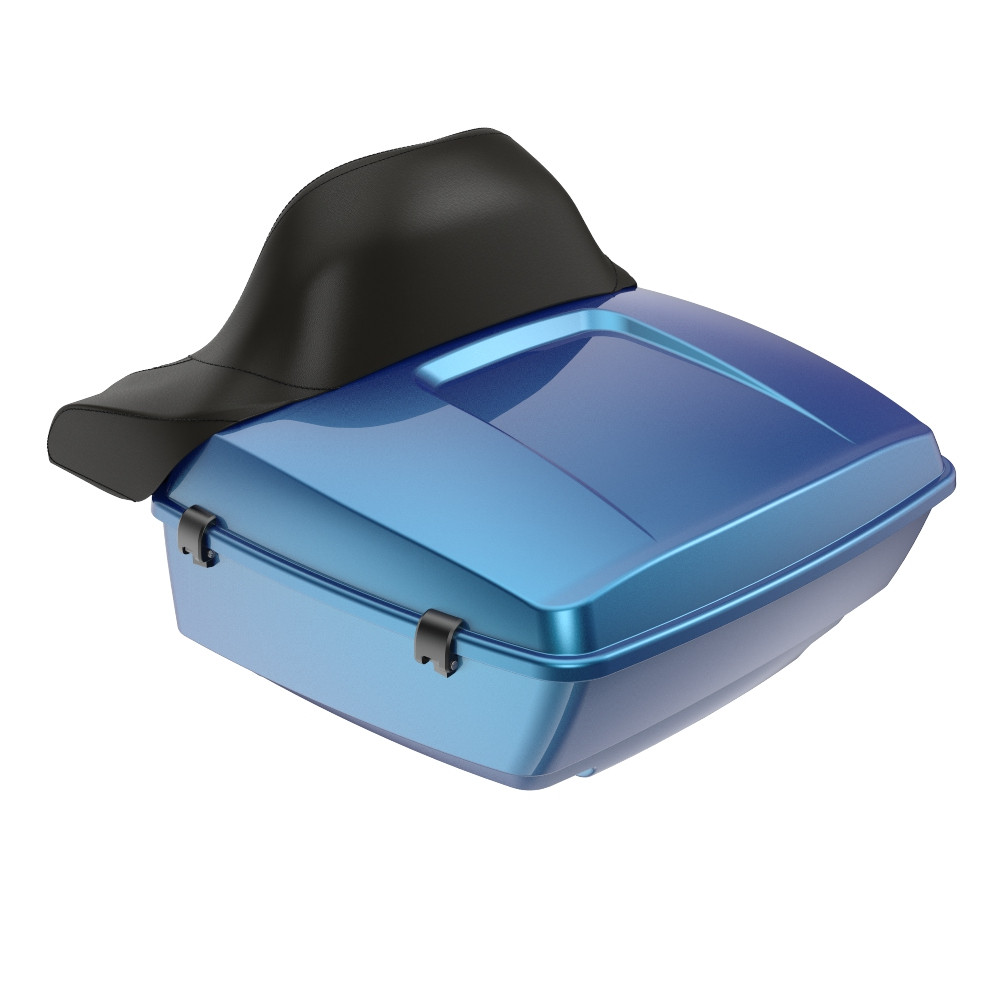 Advanblack Daytona Blue King Tour Pack Pad Luggage Trunk For '97-'21 Harley Touring Without Holes for Rear Speaker and Led Light