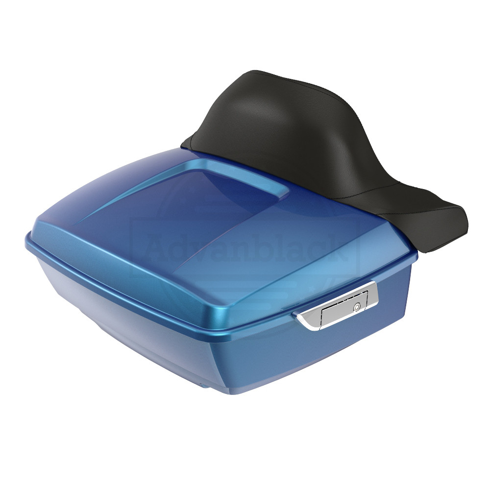 Advanblack Daytona Blue King Tour Pack Pad Luggage Trunk For '97-'21 Harley Touring Without Holes for Rear Speaker and Led Light