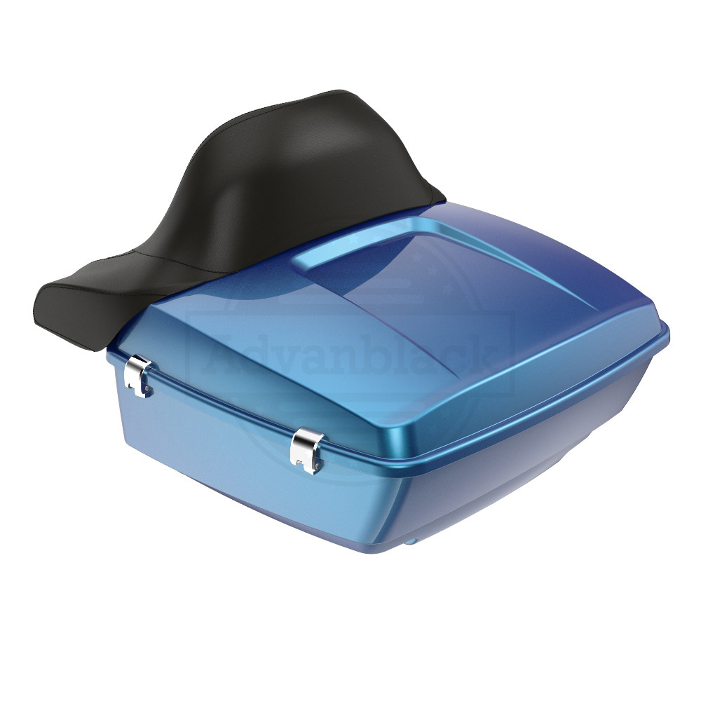 Advanblack Daytona Blue King Tour Pack Pad Luggage Trunk For '97-'21 Harley Touring Without Holes for Rear Speaker and Led Light