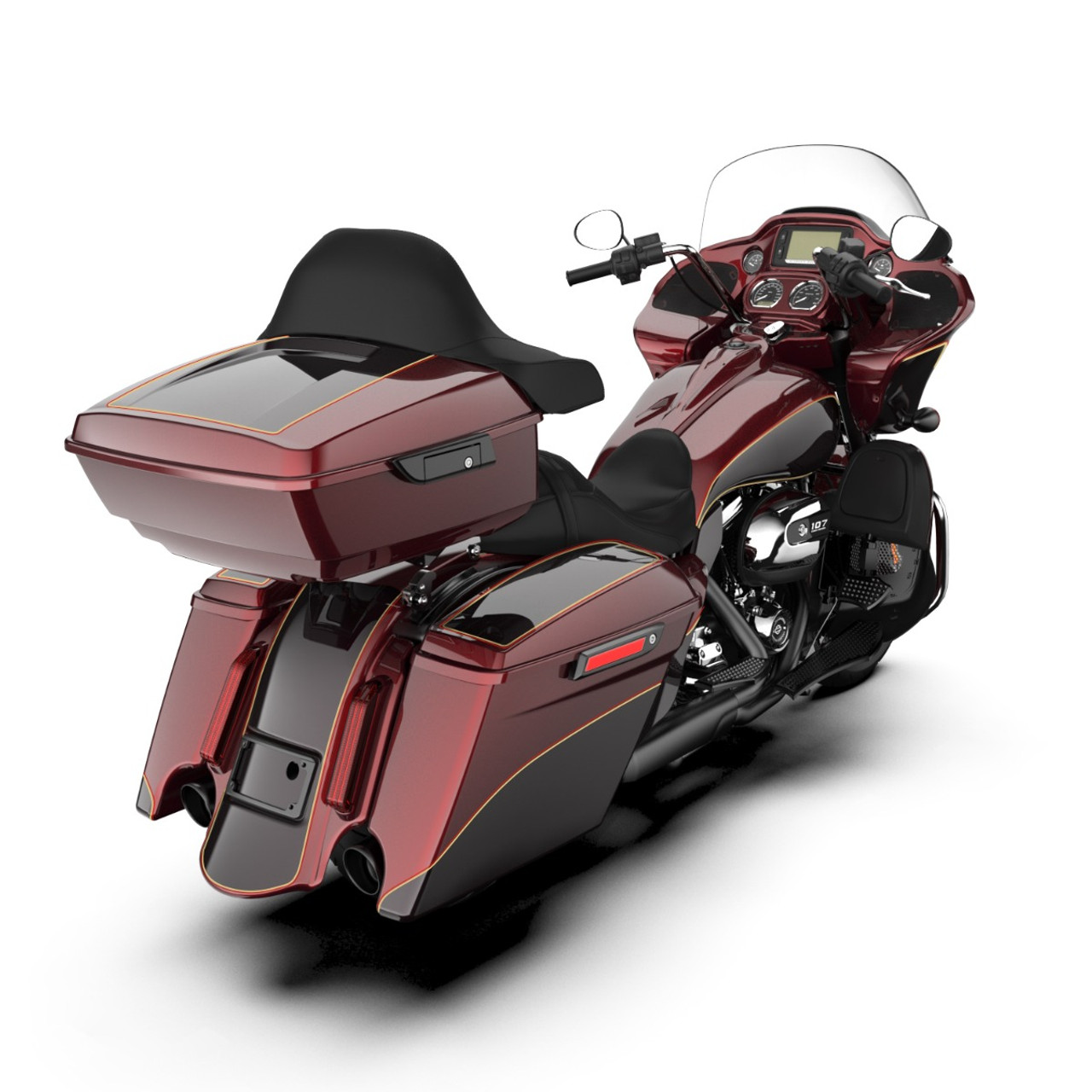 Mysterious Red Sunglo and Blackened RUSHMORE King TOUR PACK PAD FOR '97-'23 HARLEY TOURING / SOFTAIL