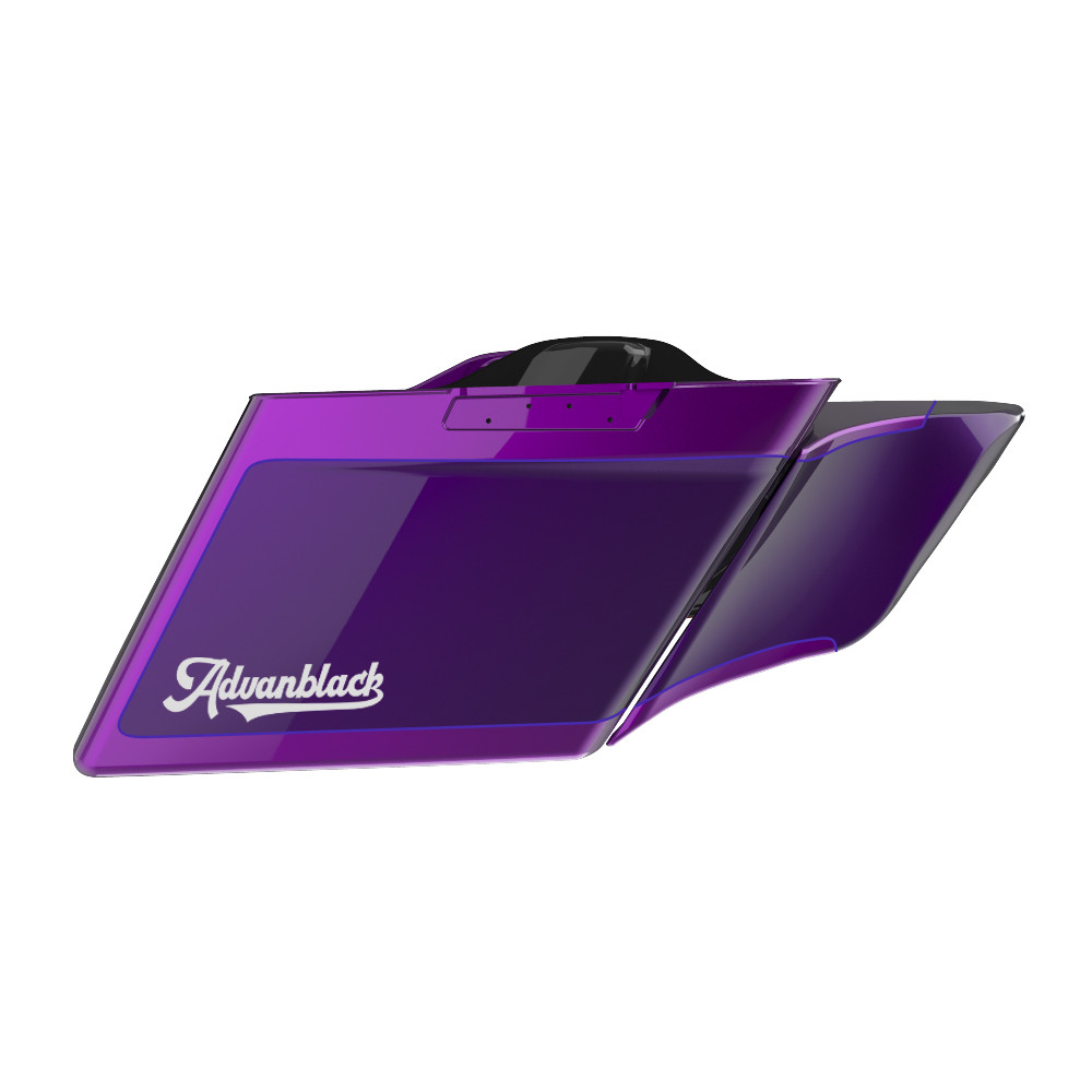 M8 Special Style Two Tone Purple Fire and Blackberry Smoke 4.5 Stretched Saddlebag Bottoms for Harley Davidson 2014+ Touring