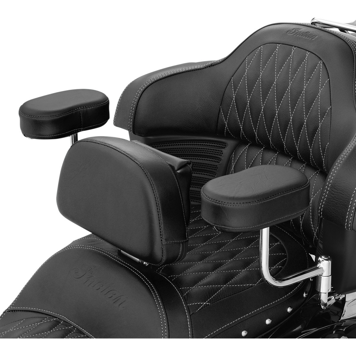 Show Chrome #30-202 - Deluxe Armrest - Passenger - Black - Indian
