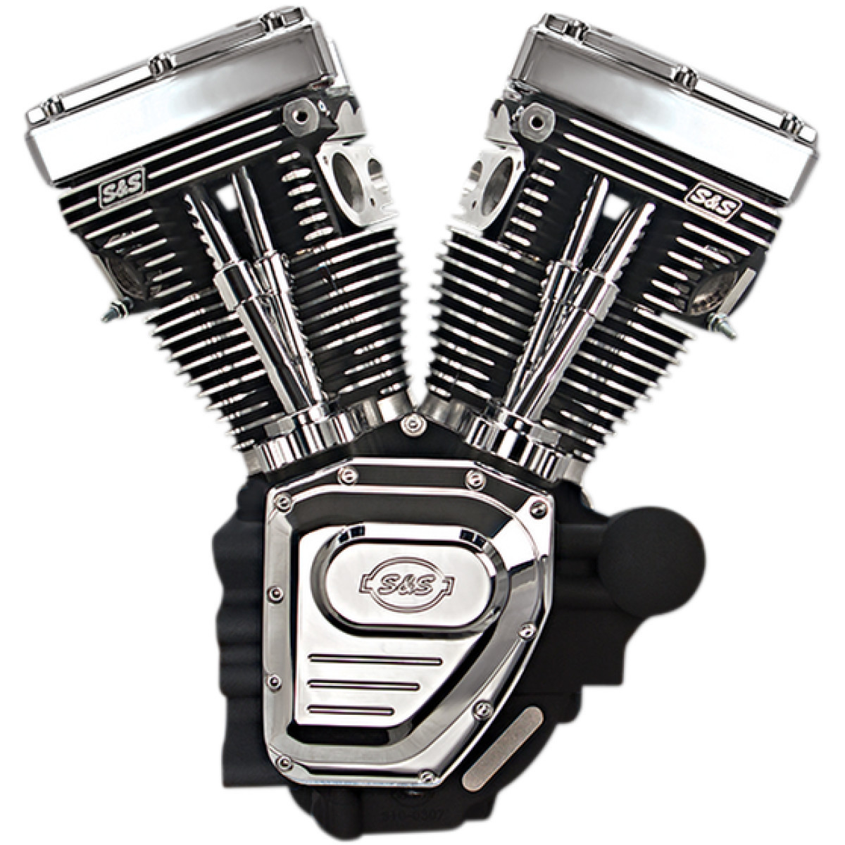 S&S Cycle #310-0401A - T124 Long Block Engine - Wrinkle Black and Chrome - Touring