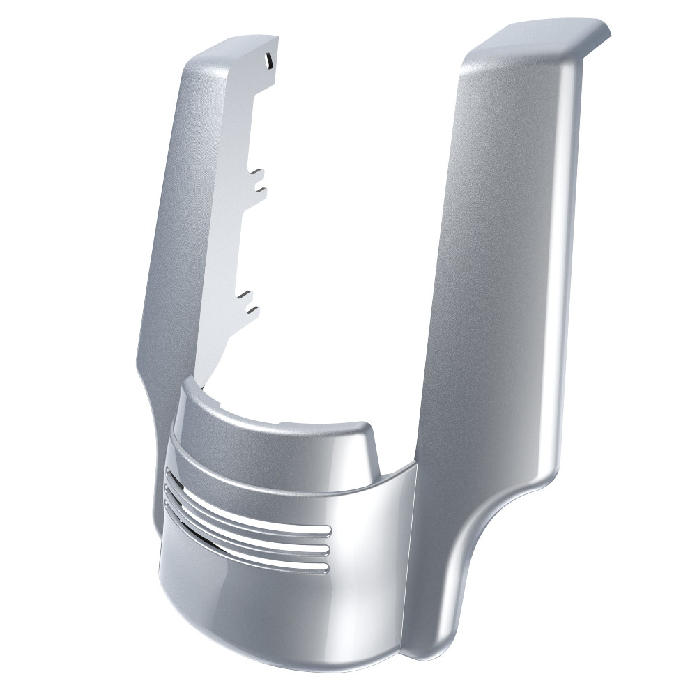 Advanblack Dual Cutout Atlas Silver Metallic Stretched Rear Fender Extension For 2014+ Harley Davidson Touring