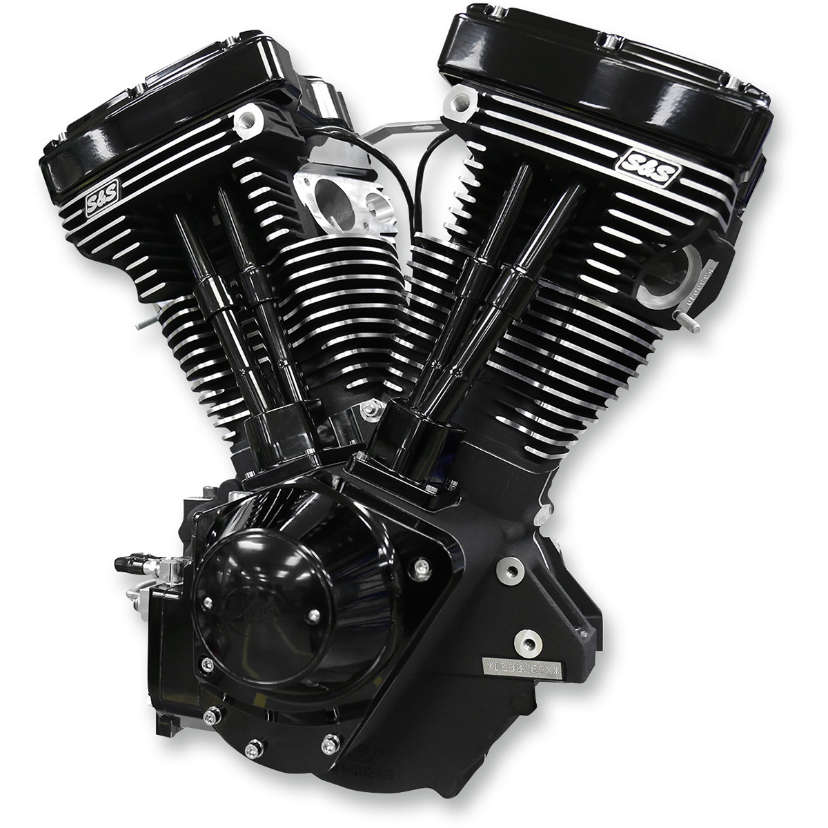 S&S Cycle #310-0829 - V111 Long-Block Engine - Black Edition - '84-'99 Custom Chasis w/Alternator Style Primary