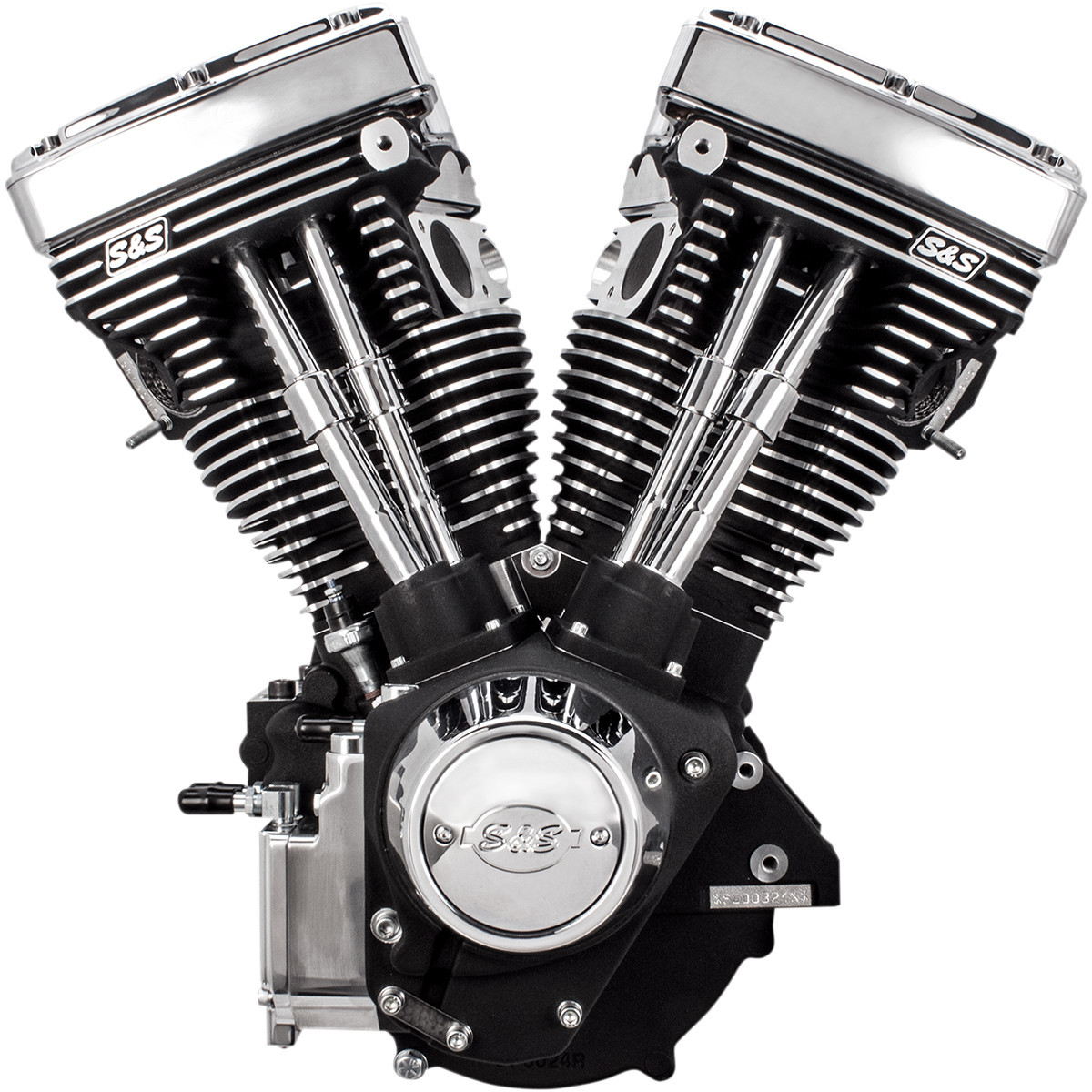 S&S Cycle #310-0766 - V111 Long-Block Engine - Wrinkle Black - '84-'99 Custom Chasis w/Alternator Style Primary