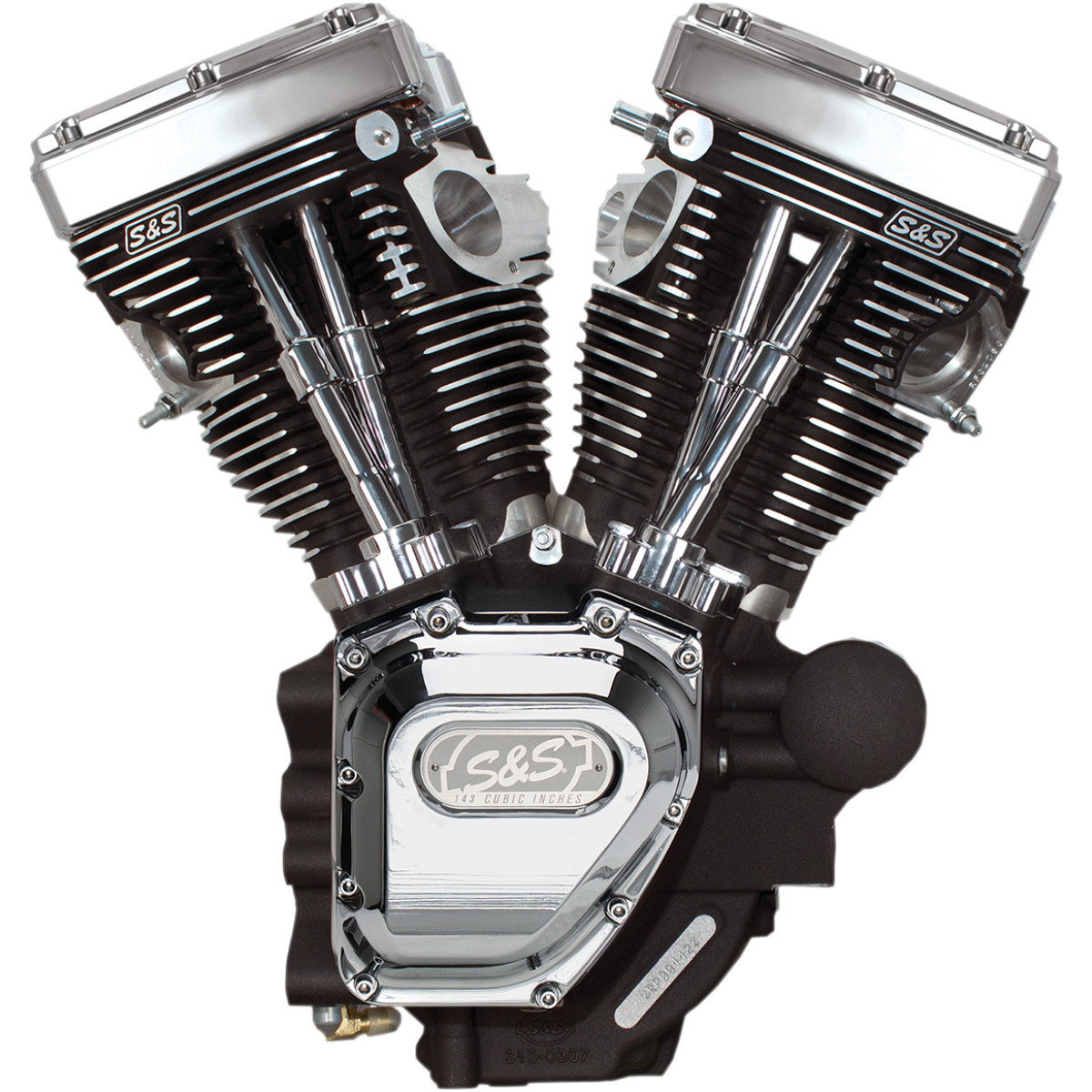 S&S Cycle #310-0548A - T143 Long Block Engine - Wrinkle Black and Chrome - Touring