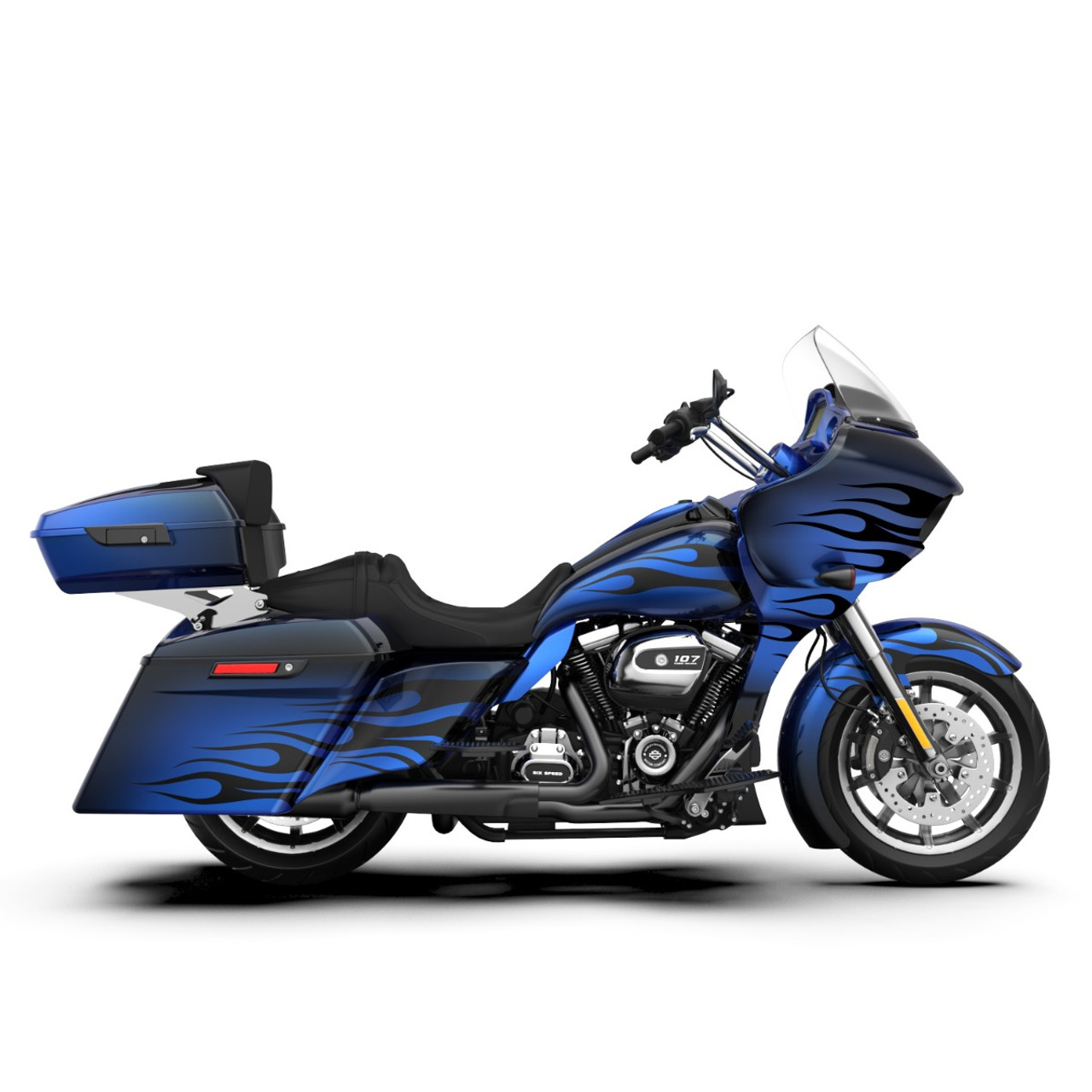Reef Blue Pyron Flame Pattern Fairing Spoiler Kit for Harley Road Glide 2017-later