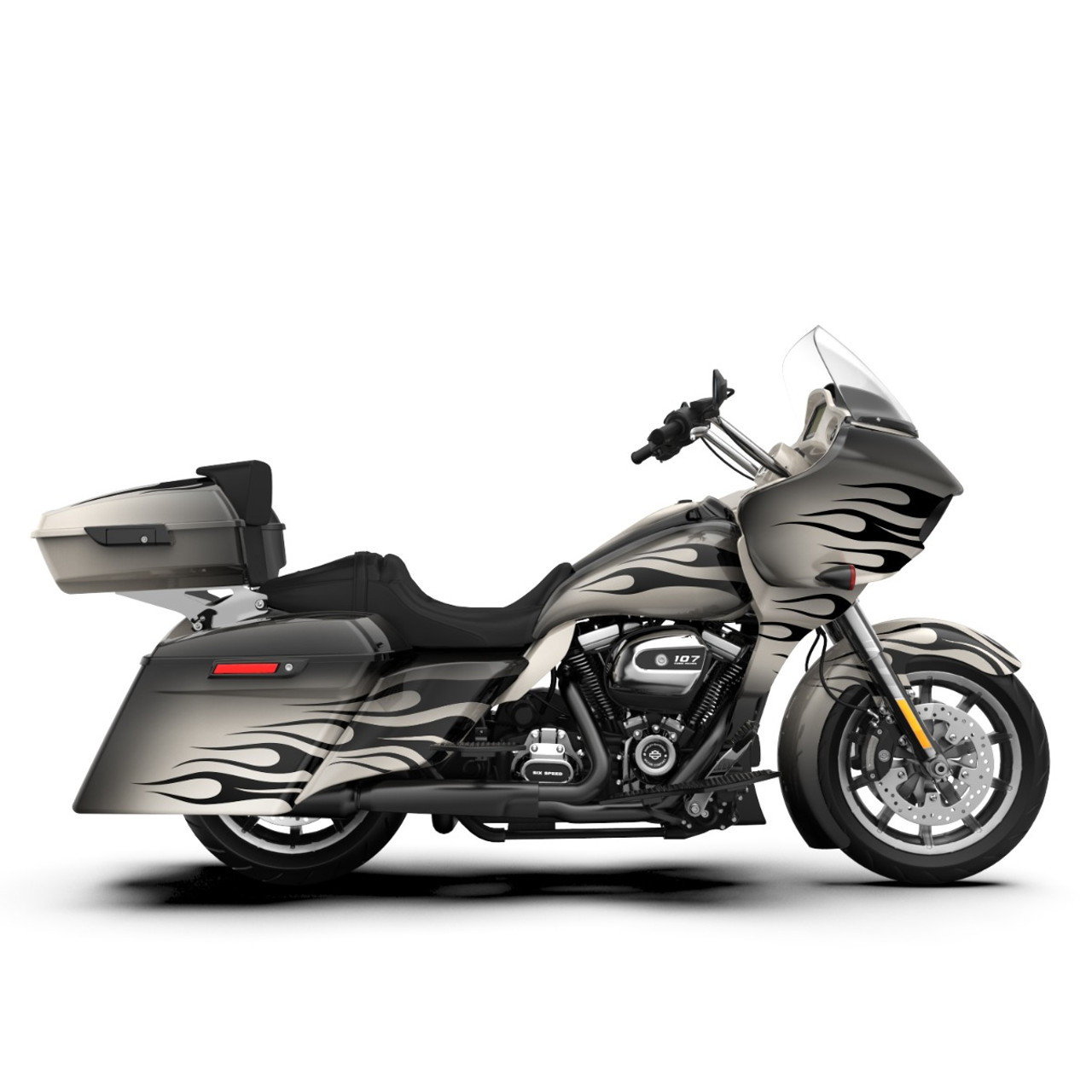 White Sand Pearl Pyron Flame Pattern Fairing Spoiler Kit for Harley Road Glide 2017-later
