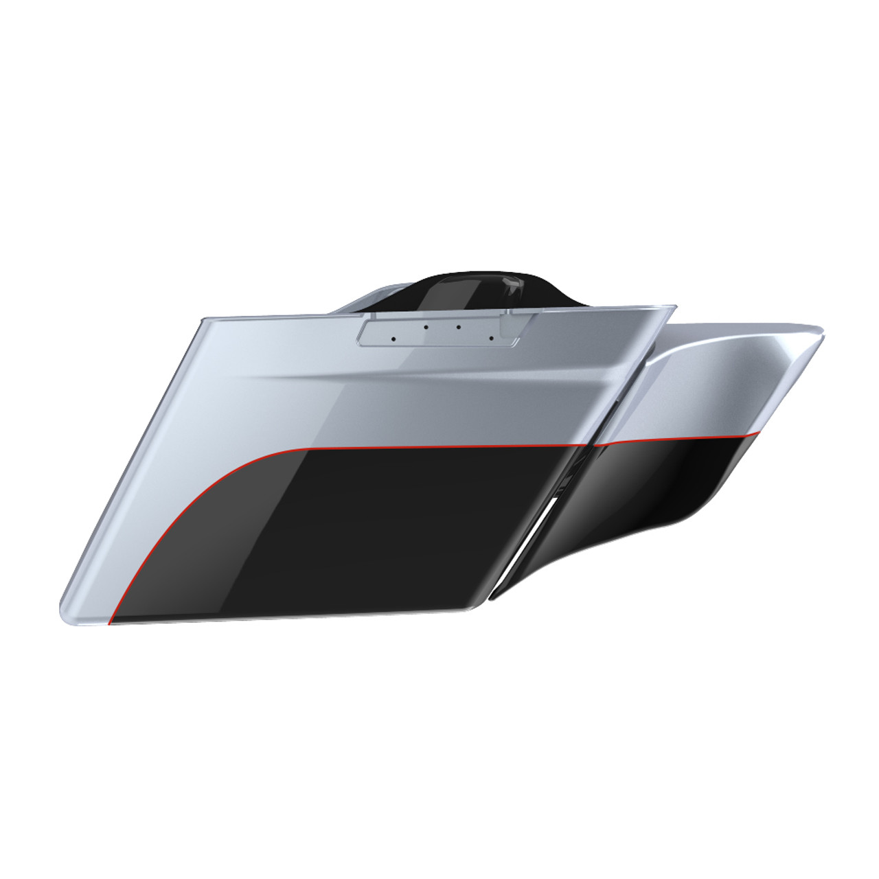 Brilliant Silver and Vivid Black 4.5'' Extended SADDLEBAG BOTTOMS FOR HARLEY DAVIDSON 2014+ TOURING