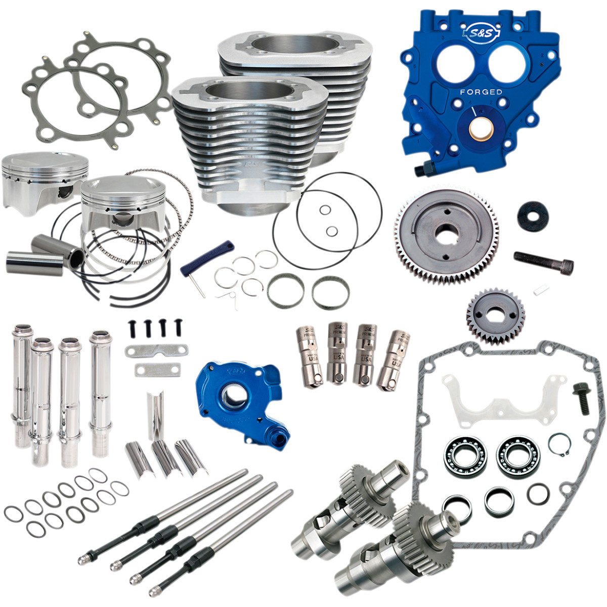 S&S Cycle #330-0663 - 100" Power Package - 585GE - Gear Drive - Silver - Twin Cam 88