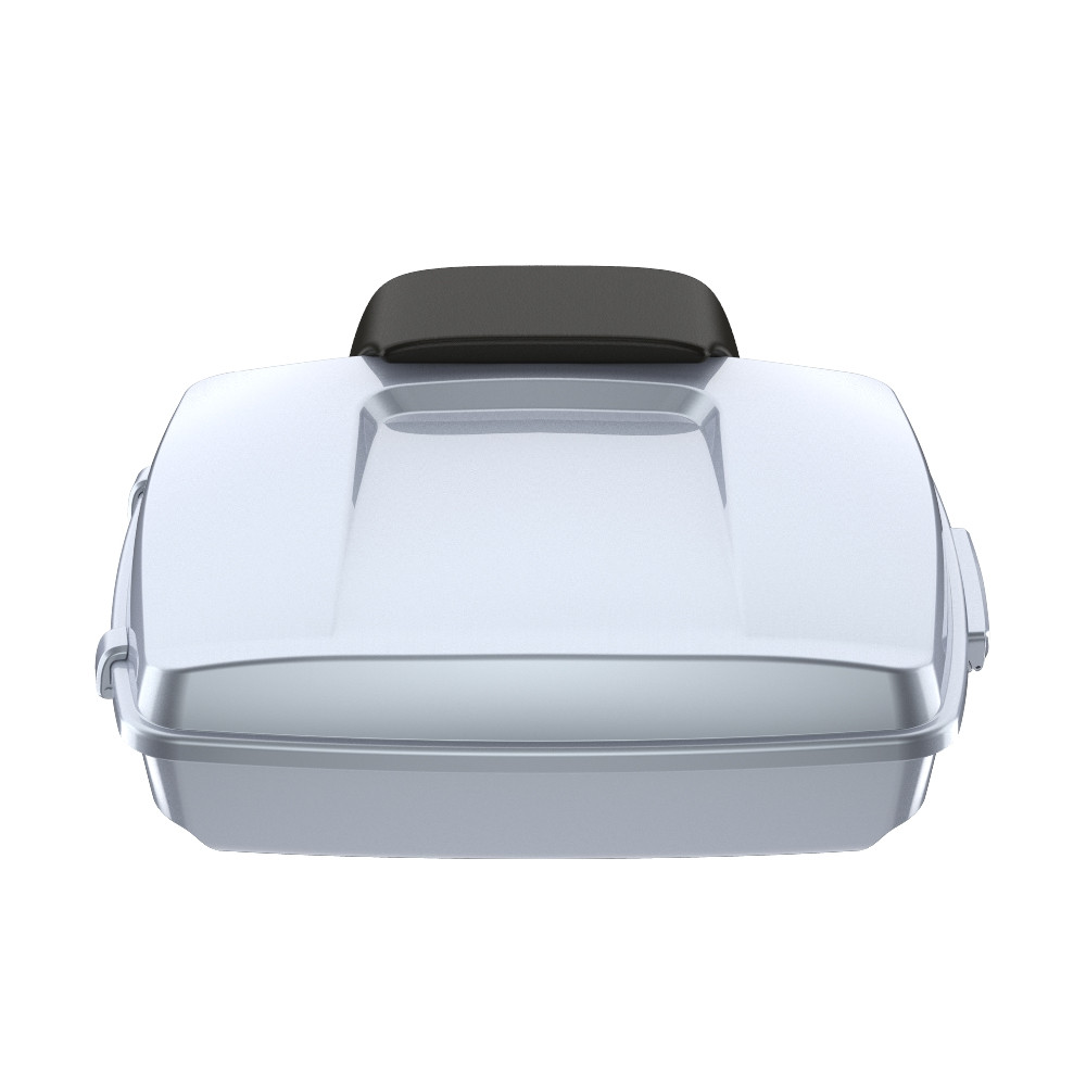 Brilliant Silver Razor Tour Pack Pad Luggage Trunk For '97-'23 Harley Touring