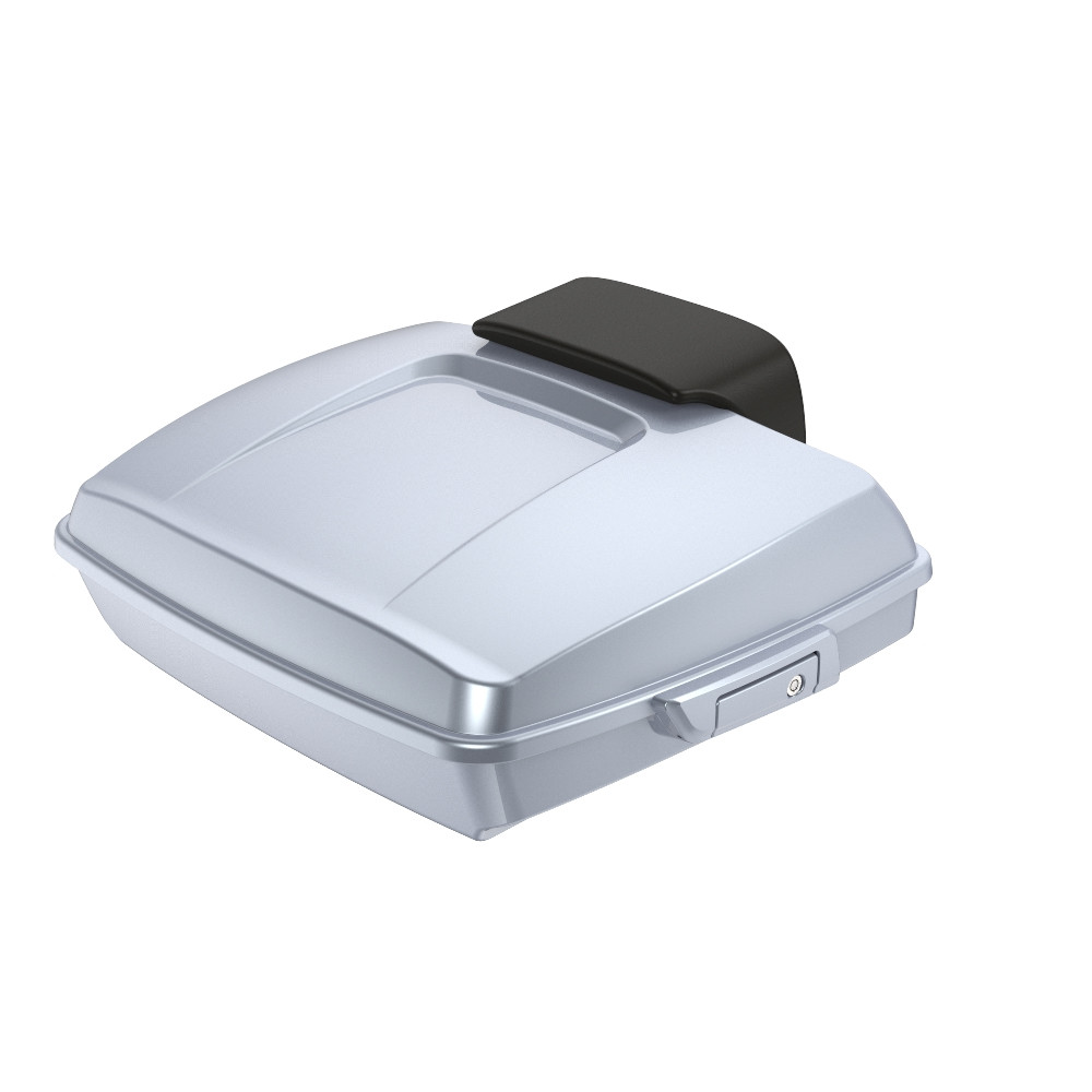 Brilliant Silver Razor Tour Pack Pad Luggage Trunk For '97-'23 Harley Touring