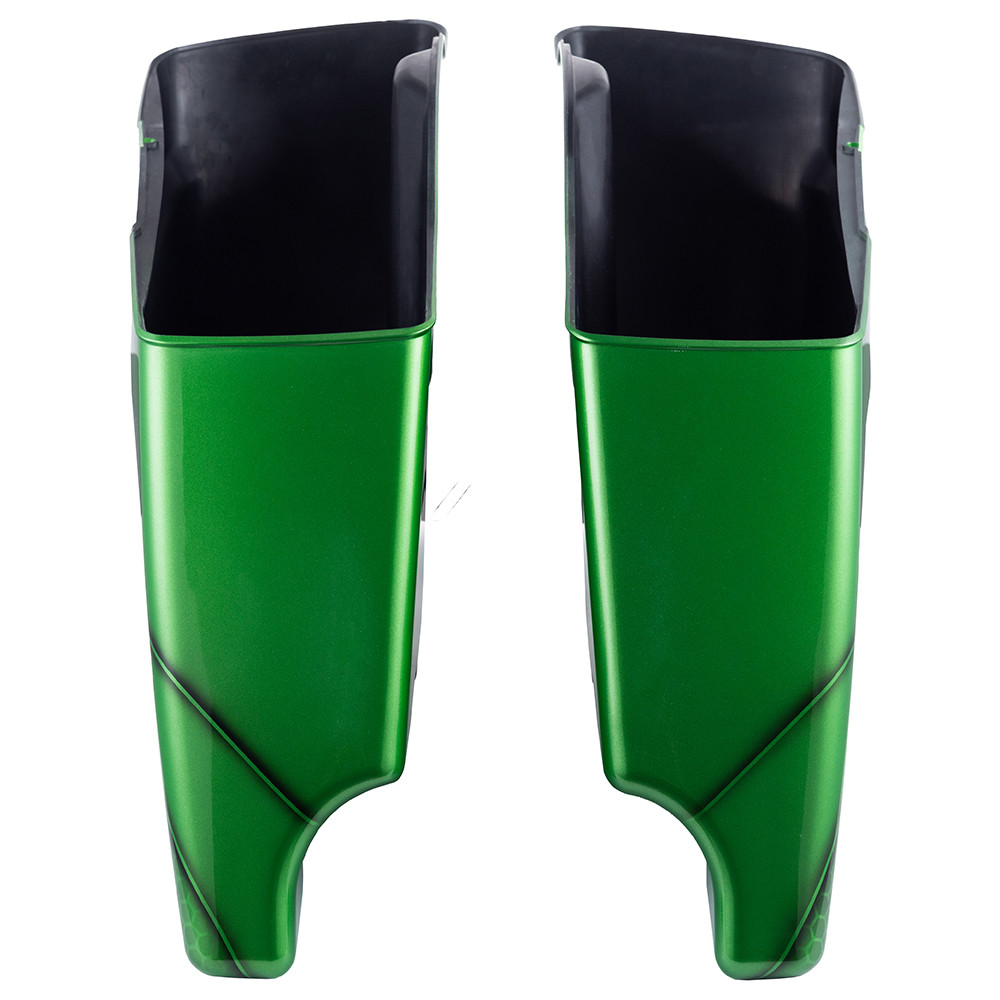 Advanblack Ravager Series Airbrushed Stretched Extended Saddlebag Bottoms for Harley Davidson 2014+ Touring-Radioactive Green