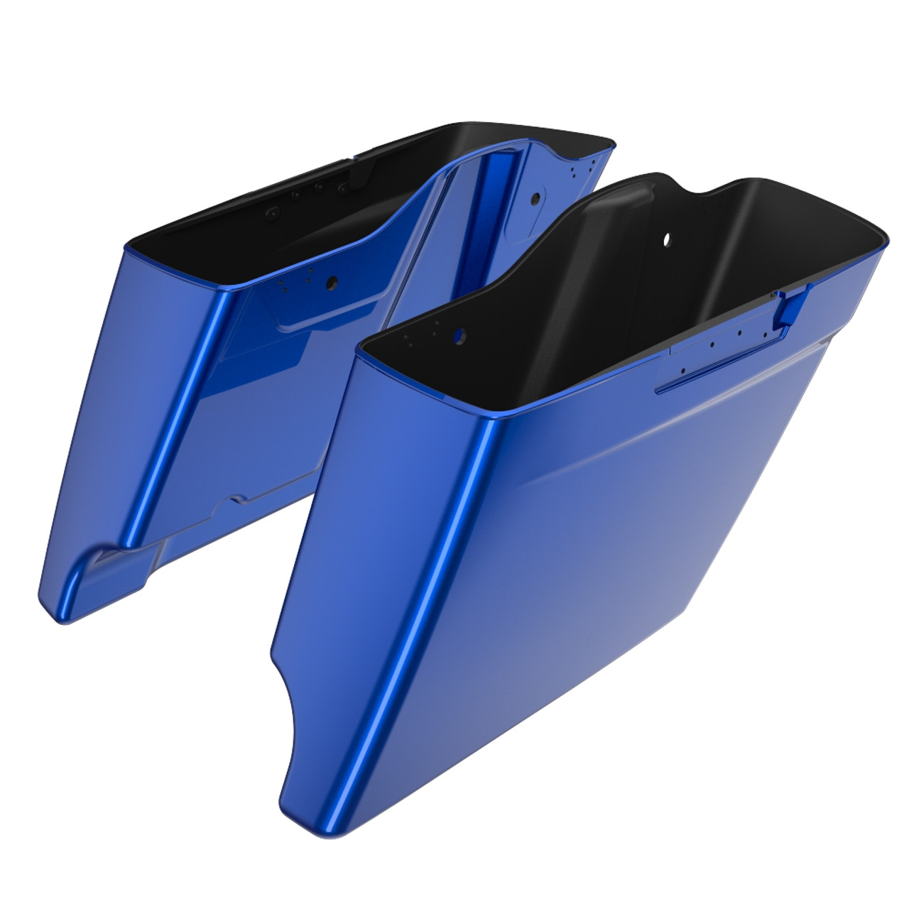 Advanblack Crushed Sapphire Blue Dual Cutout 4.5" Stretched Extended Saddlebags for 2014+ Harley Davidson Touring