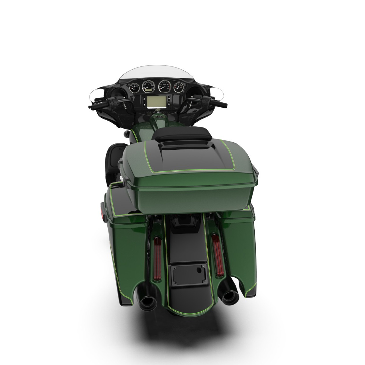 Deep Jade Pearl and Vivid Black 4.5'' STRETCHED SADDLEBAG BOTTOMS FOR HARLEY DAVIDSON 2014+ TOURING