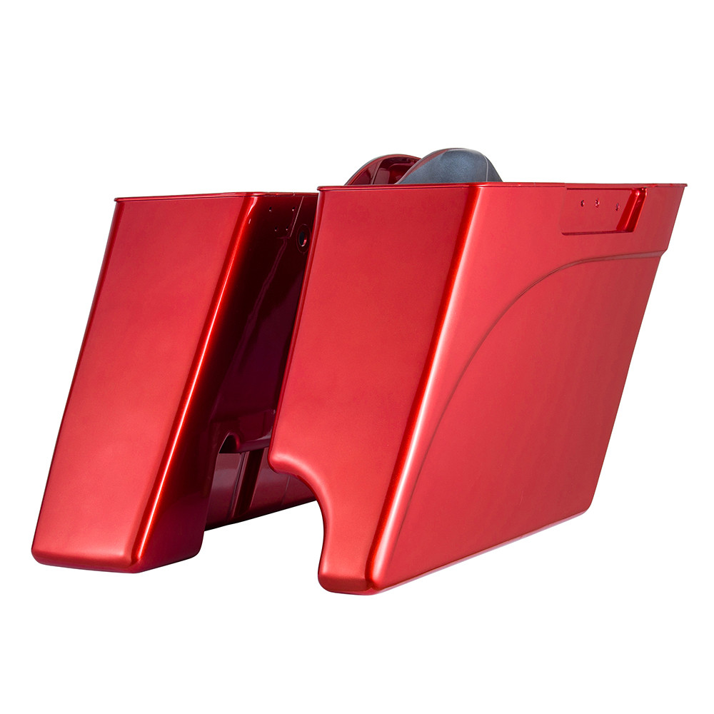 Single Cut Stretched Saddlebags Bottoms for Harley '93-'13 Touring-Candy Orange