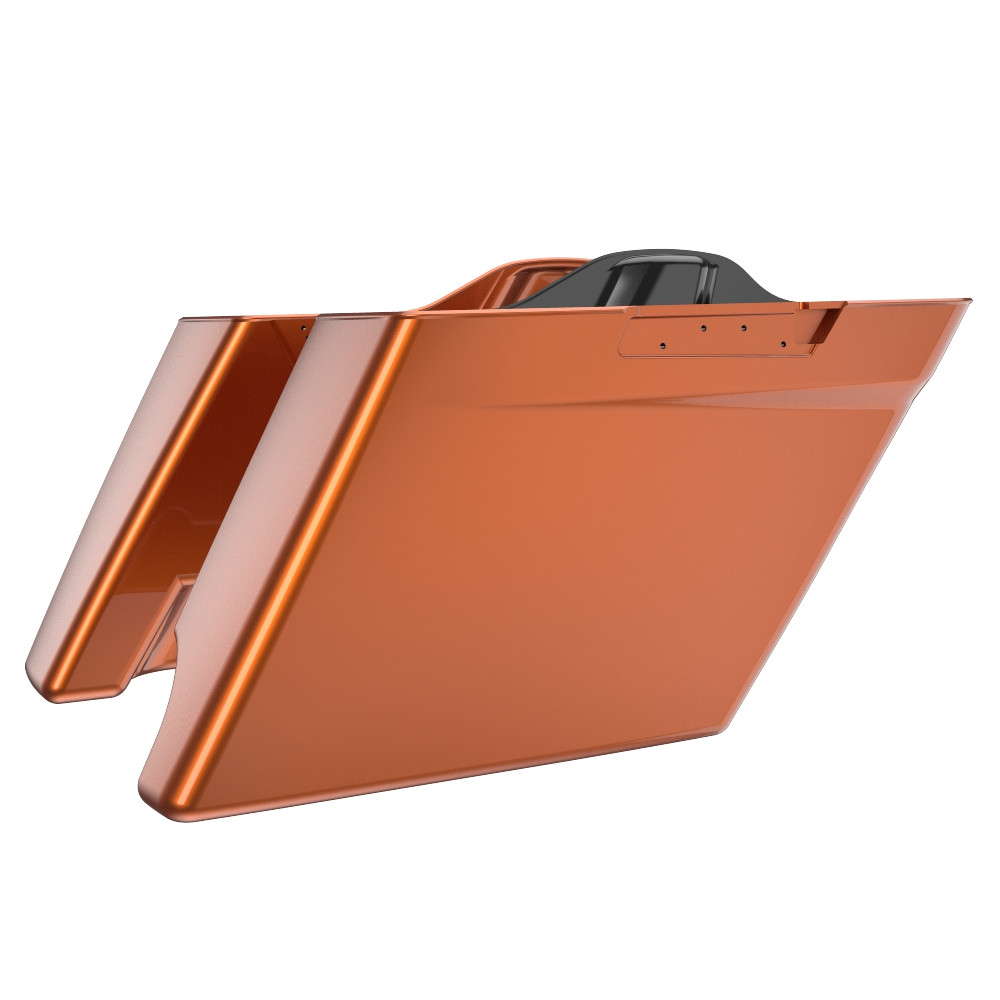 Advanblack Scorched Orange 2 into 1 Stretched Extended Saddlebag Bottoms for 2014+  Harley Davidson Touring