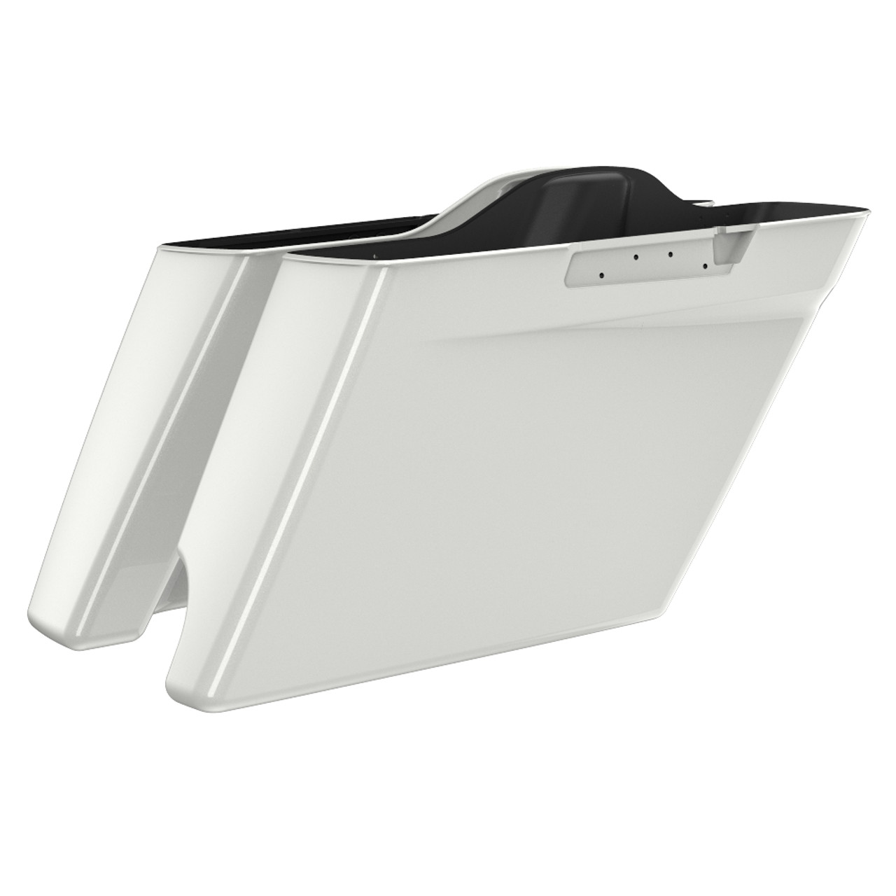 Advanblack Stone Wash White Pearl 2 into 1 Stretched Extended Saddlebag Bottoms for 2014+  Harley Davidson Touring