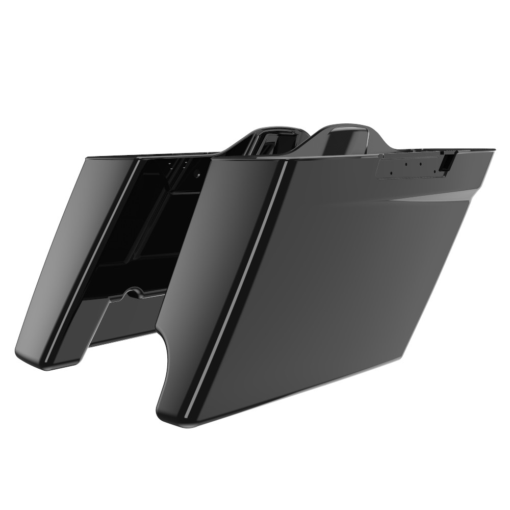 Advanblack Vivid Black 2 into 1 Stretched Extended Saddlebag Bottoms for 2014+ Harley Davidson Touring