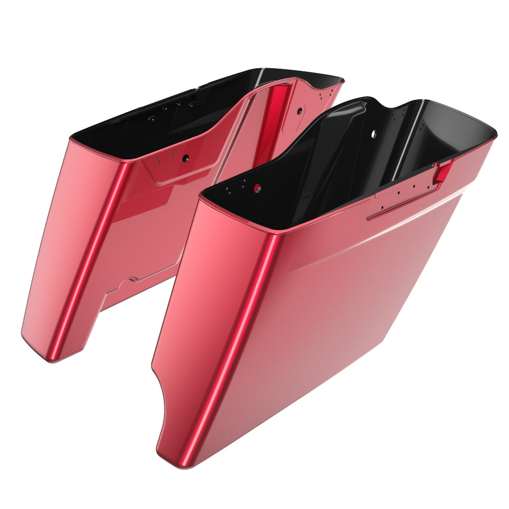 Advanblack Velocity Red Sunglo  2 into 1 Stretched Extended Saddlebag Bottoms for 2014+  Harley Davidson Touring