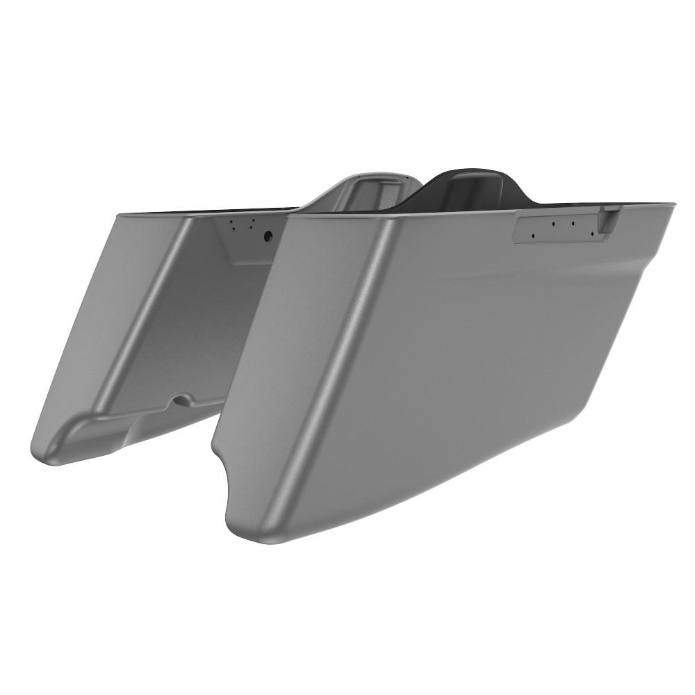 Advanblack Charcoal Denim CVO Style Tapered Stretched Extended Saddlebag Bottoms for Harley Davidson 2014+ Touring