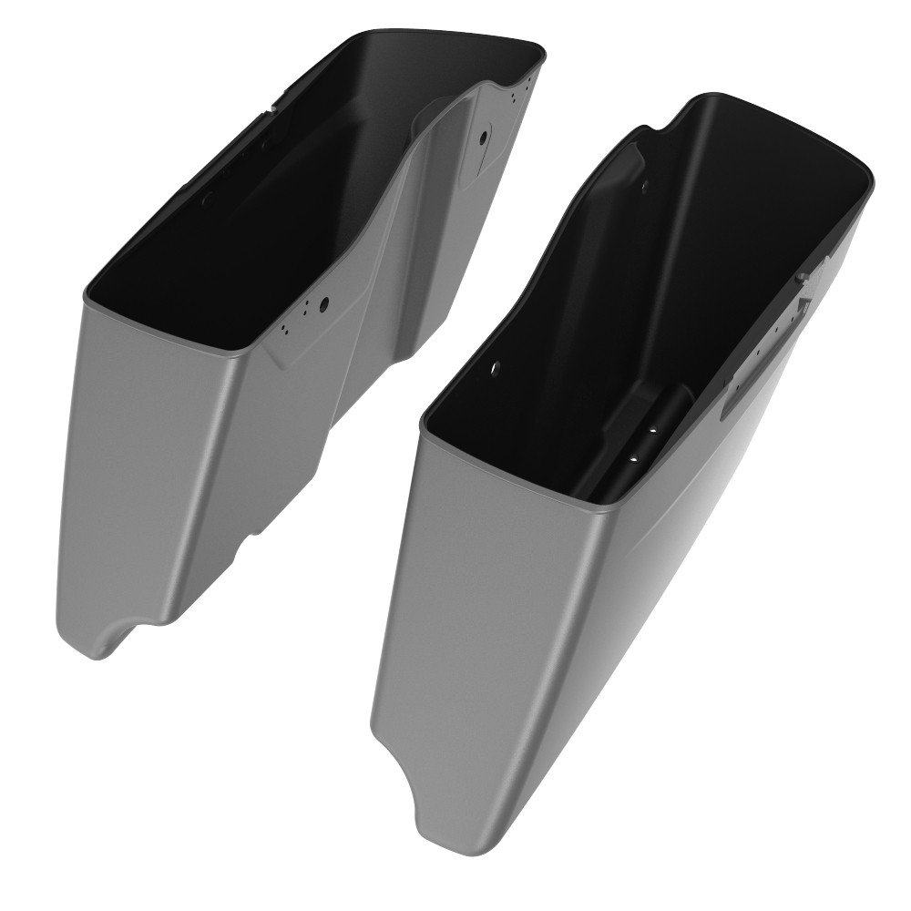 Advanblack Charcoal Denim CVO Style Tapered Stretched Extended Saddlebag Bottoms for Harley Davidson 2014+ Touring