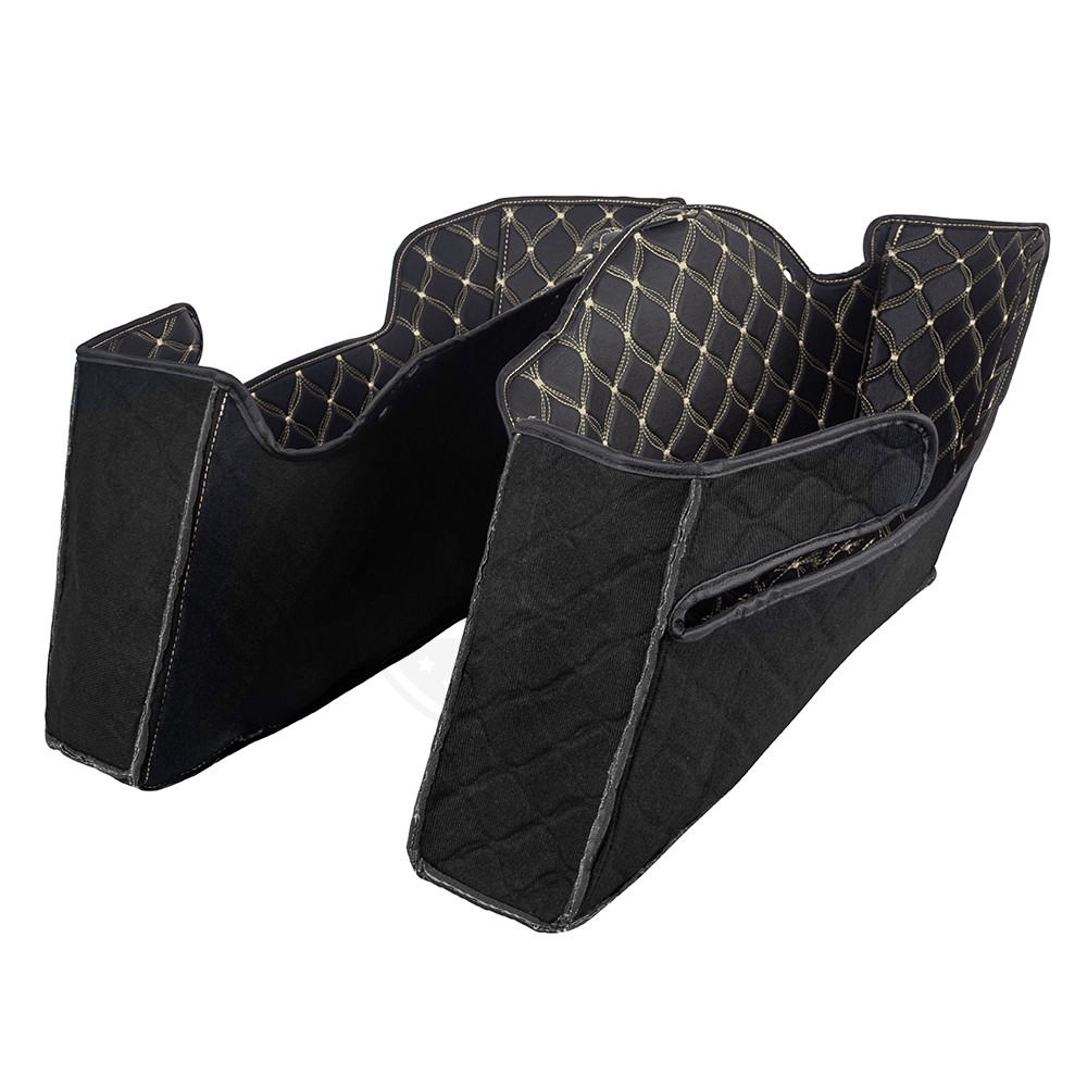 Advanblack Saddlebag Liner Custom Beige Stitching Liner Kit Fit for 1993-2013 OEM Factory Stock SaddleBags Bottoms