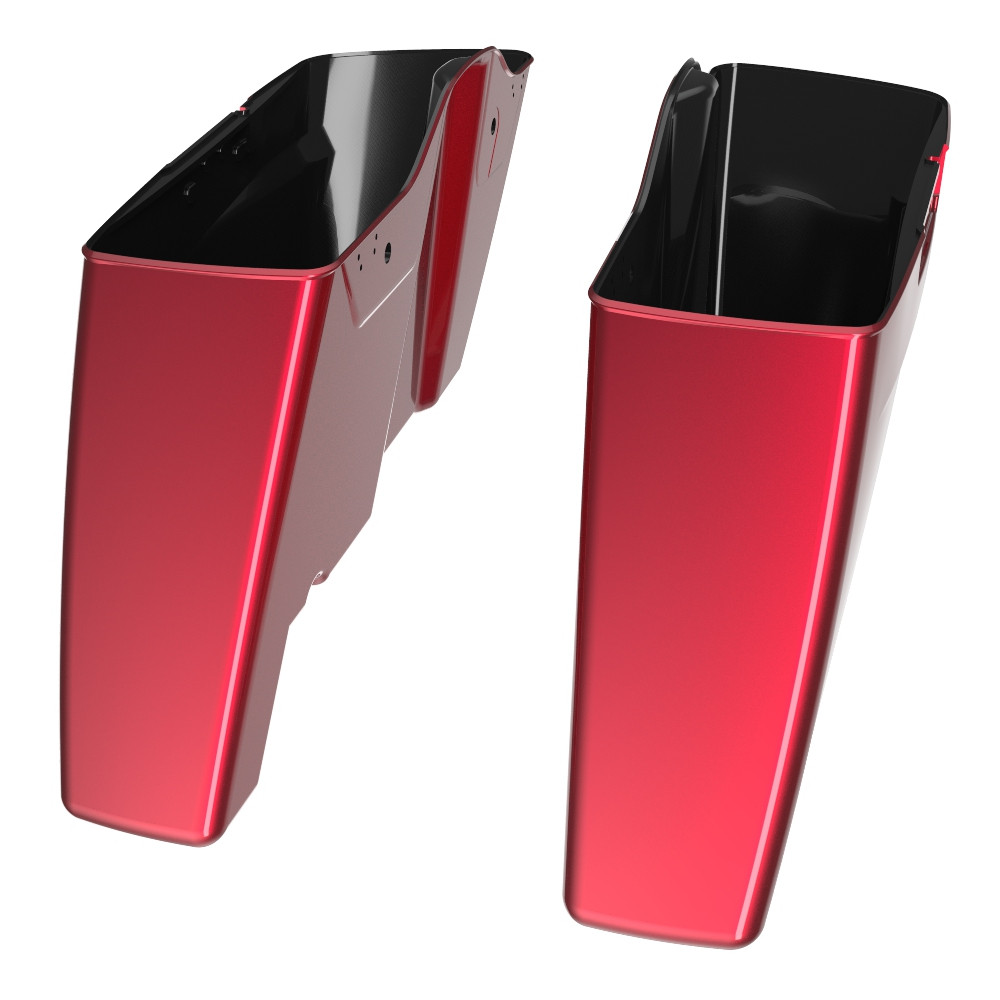 Advanblack Velocity Red Sunglo Dual Uncut Stretched Extended Saddlebag Bottoms for Harley Davidson 2014+ Touring